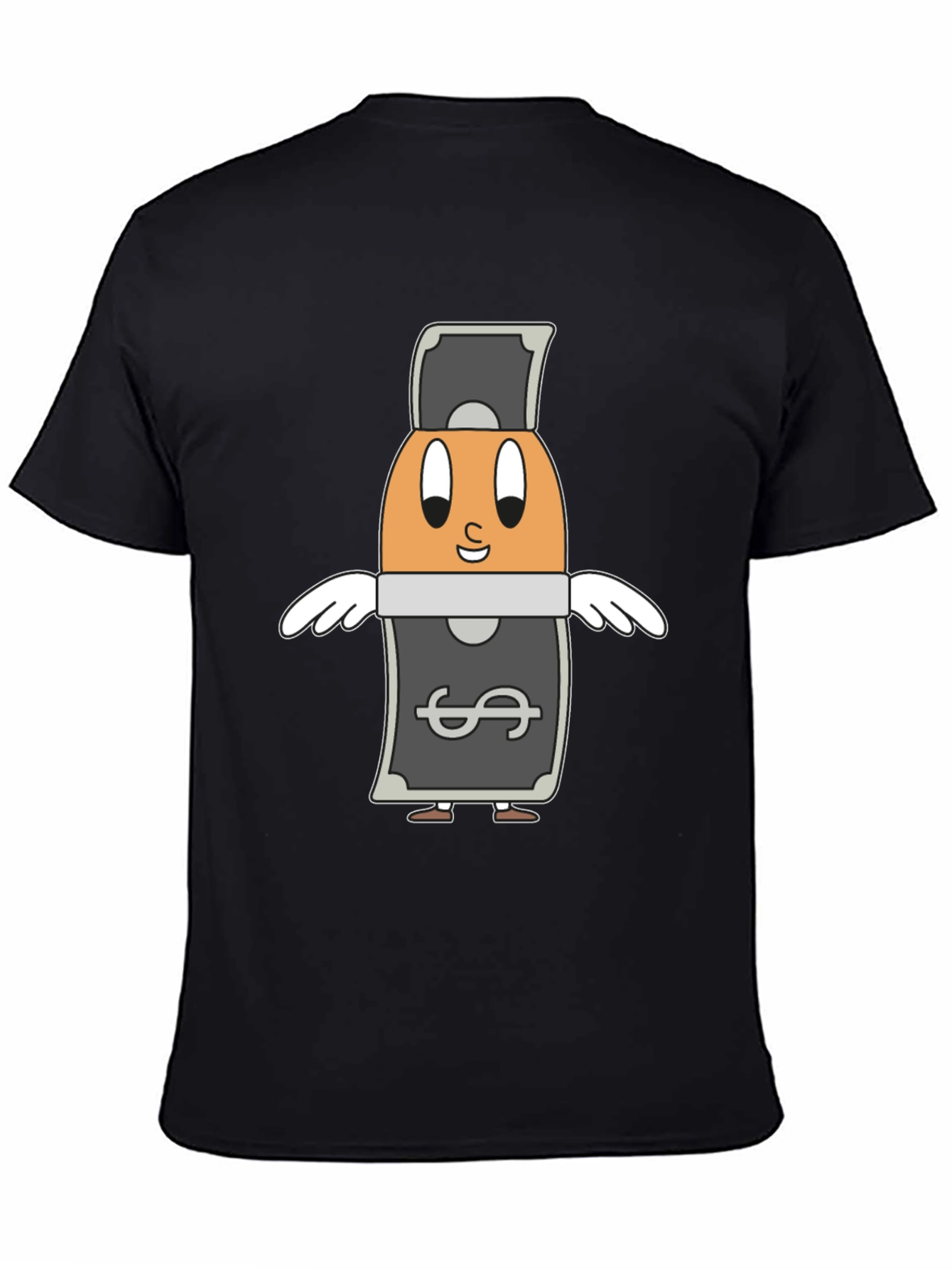 Black Cartoon Egg Money Black T-Shirt view 4