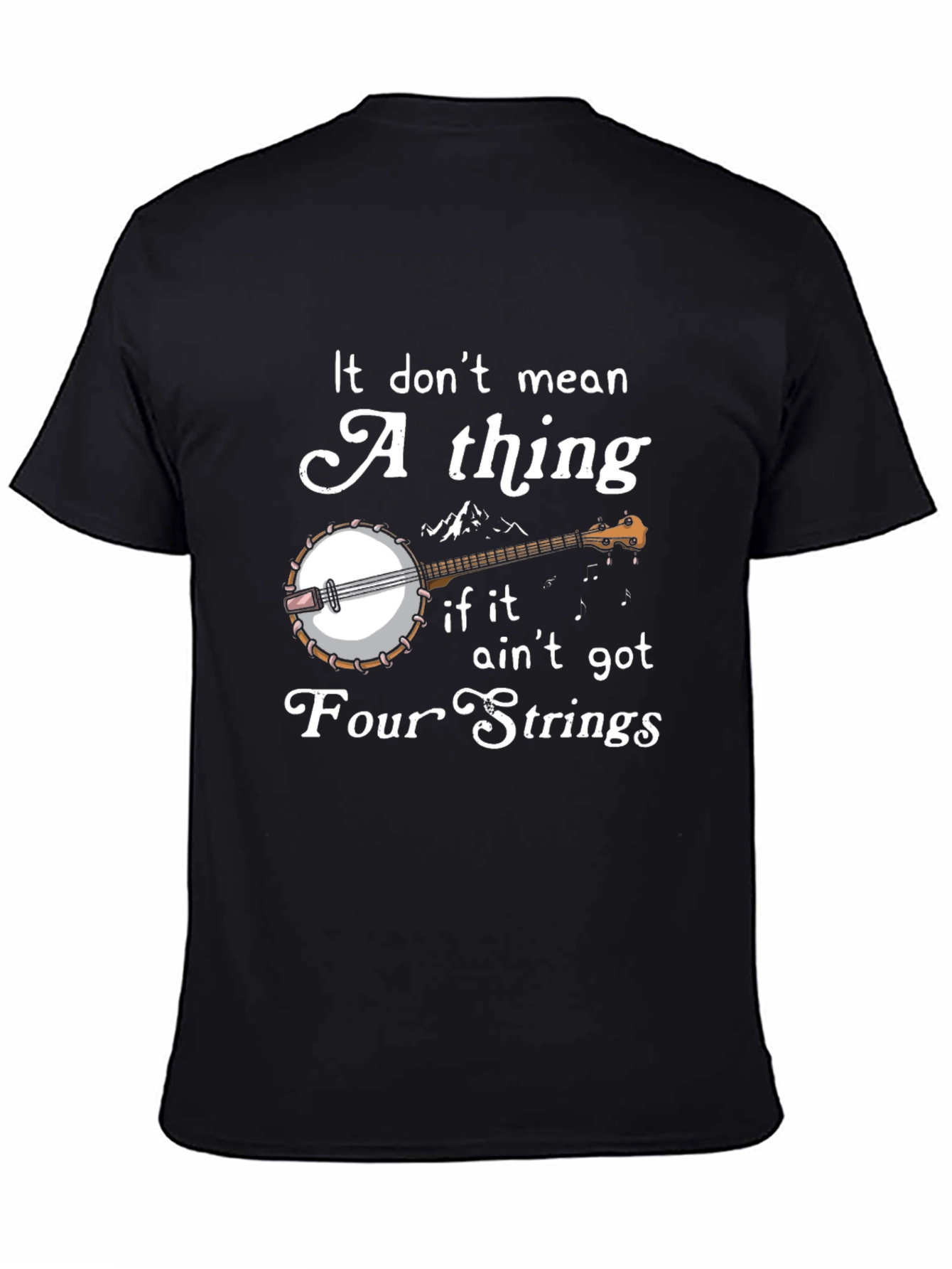 Black Banjo Four Strings Graphic T-Shirt view 4