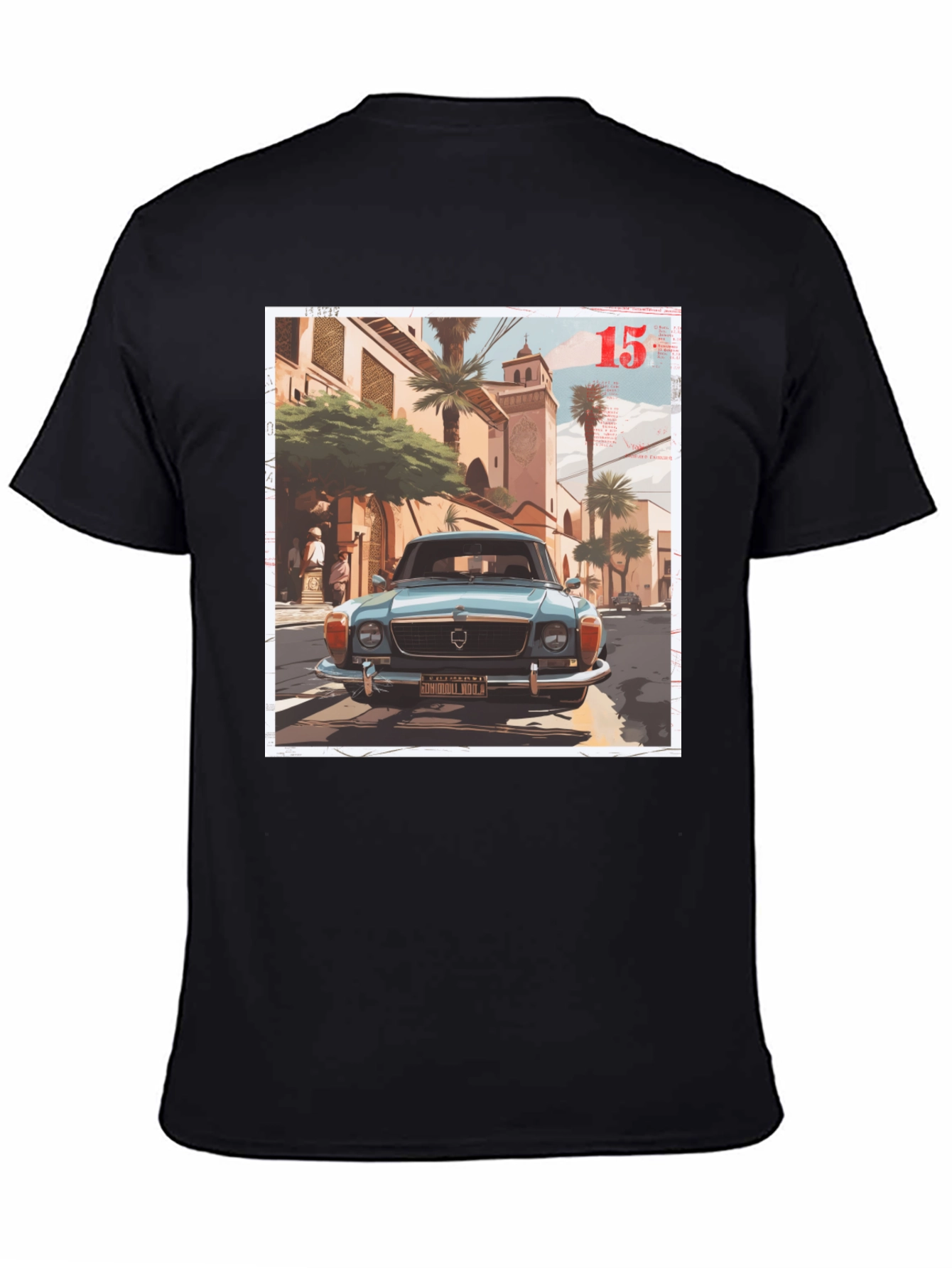 Black Vintage Car Graphic Tee - Men's Black T-Shirt view 4