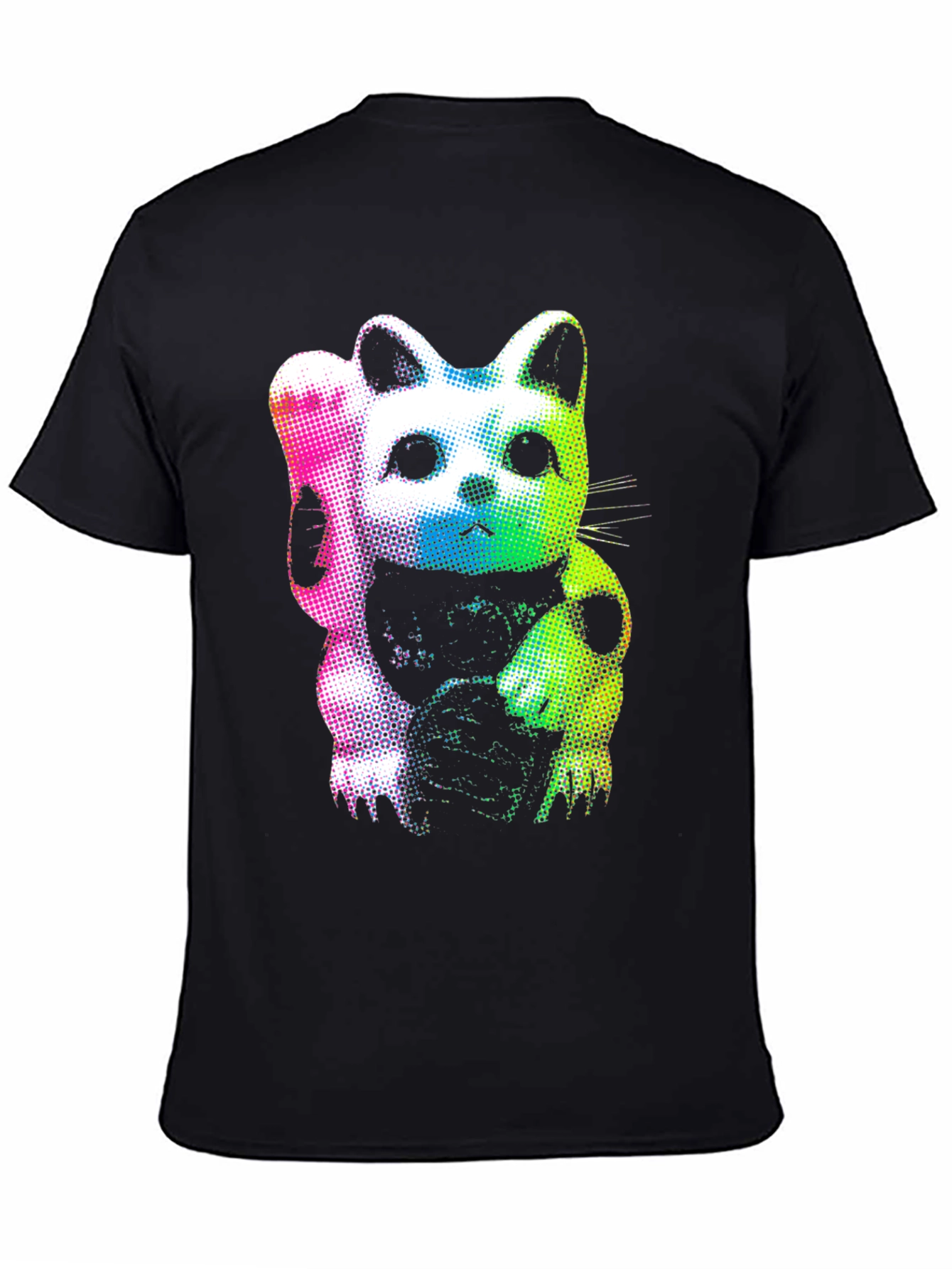 Black Lucky Cat Graphic Tee - Vibrant & Stylish view 4