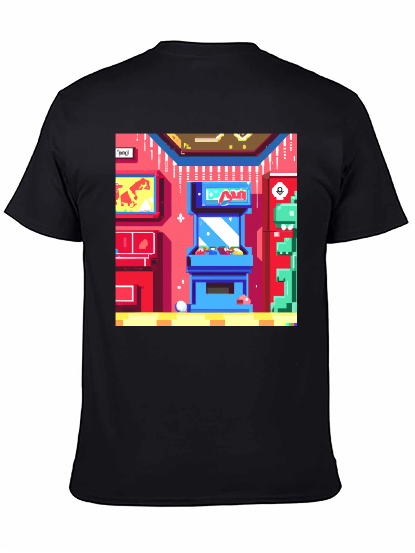 Black Retro Arcade Gamer T-Shirt - Black Cotton Tee view 4