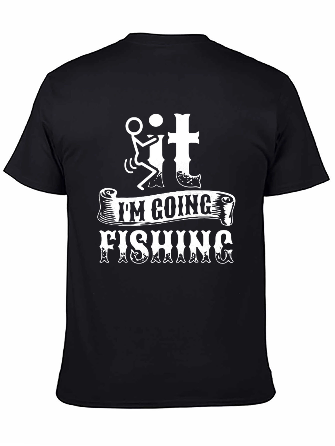Black Funny Fishing T-Shirt - Black Graphic Tee view 4