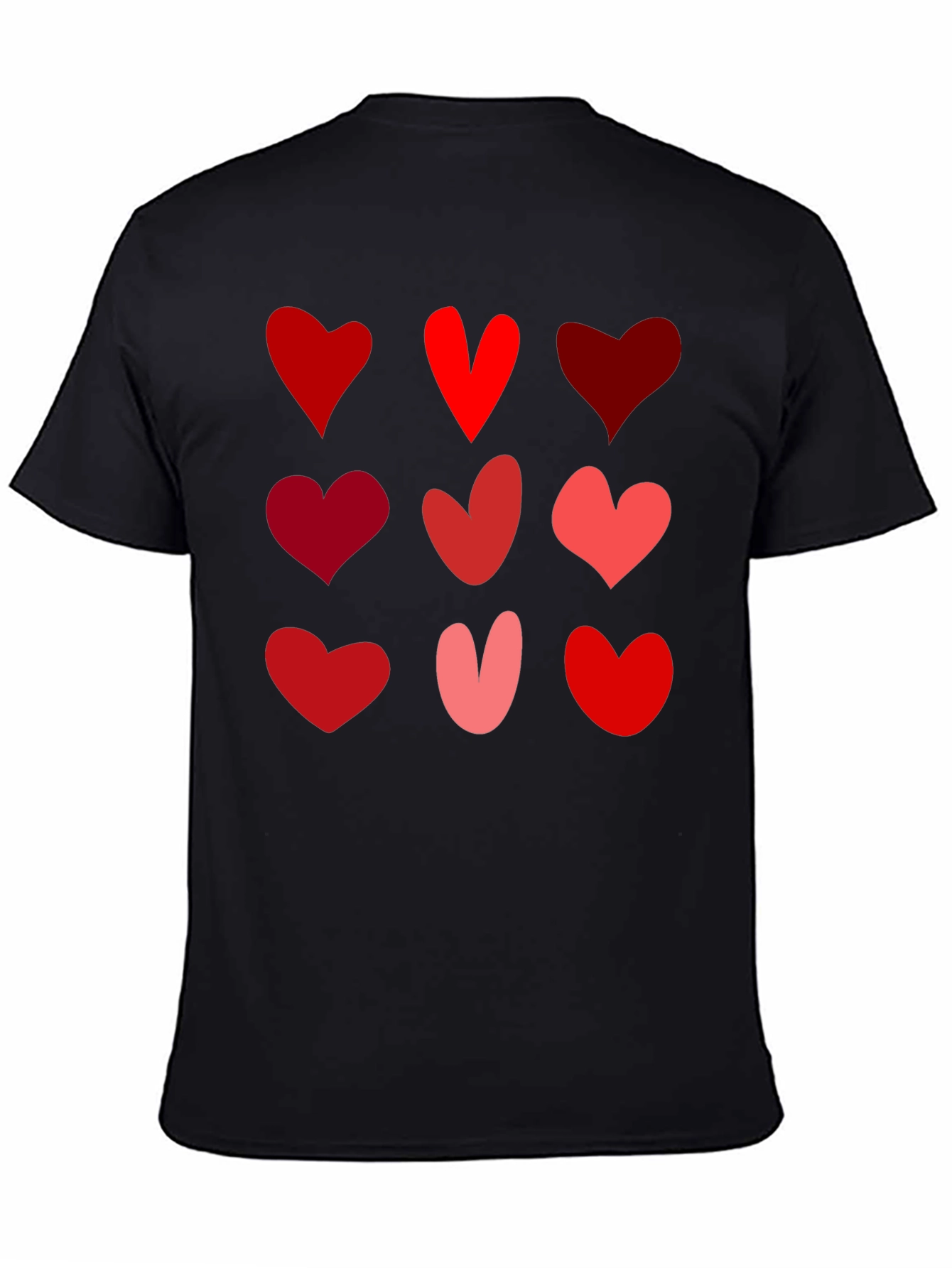 Black Heart Pattern Black T-Shirt view 4
