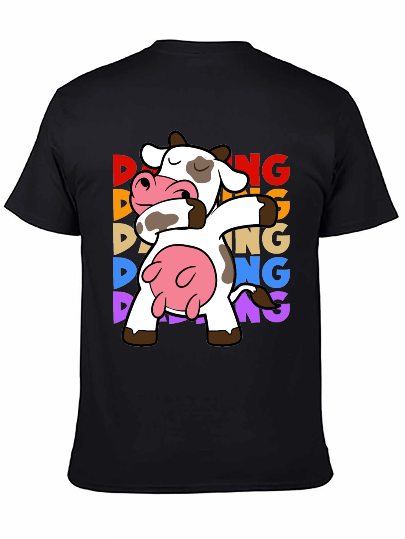 Black Dabbing Cow Graphic Tee - Funny Animal T-Shirt view 4