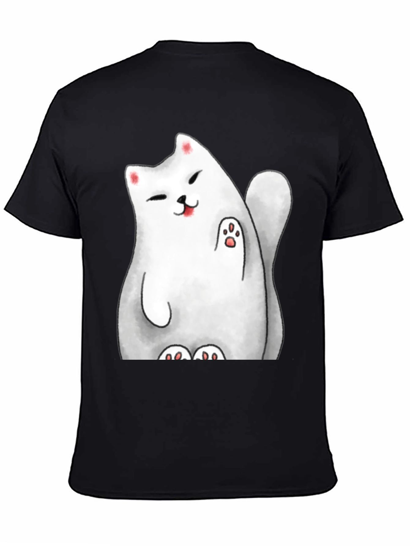 Black Lucky Cat Graphic Tee - Cute Cartoon Style view 4