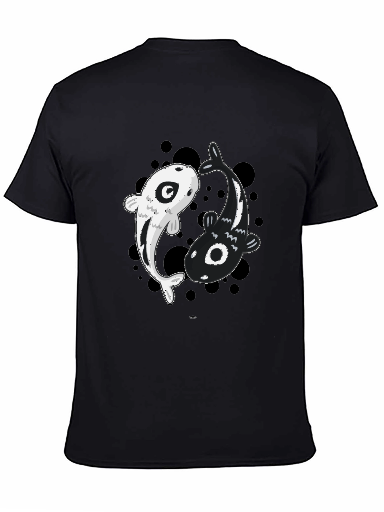 Black Yin Yang Koi Fish Graphic Tee - Black view 4