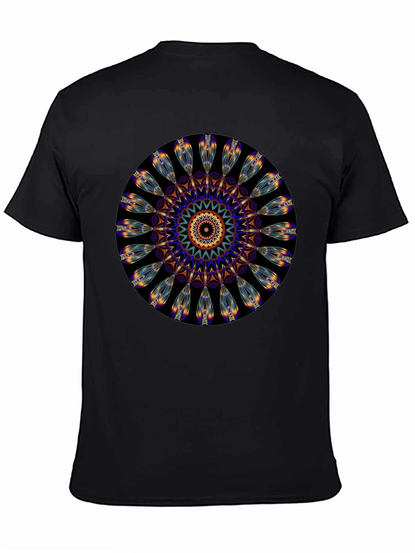 Black Mandala Print Black T-Shirt - Unique Artistic Design view 4