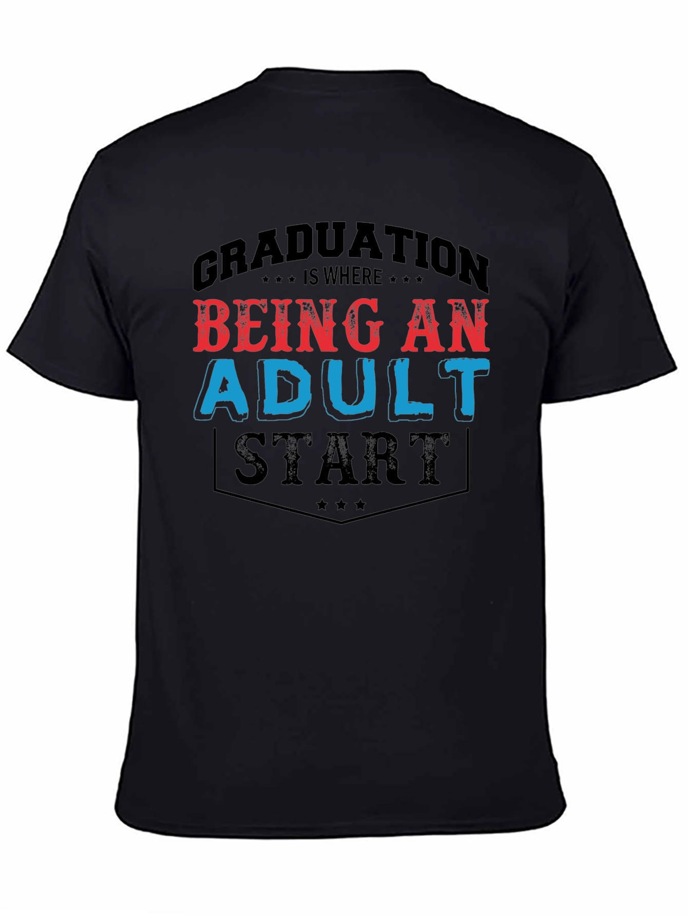 Black Graduation Adult Start Graphic Tee view 4