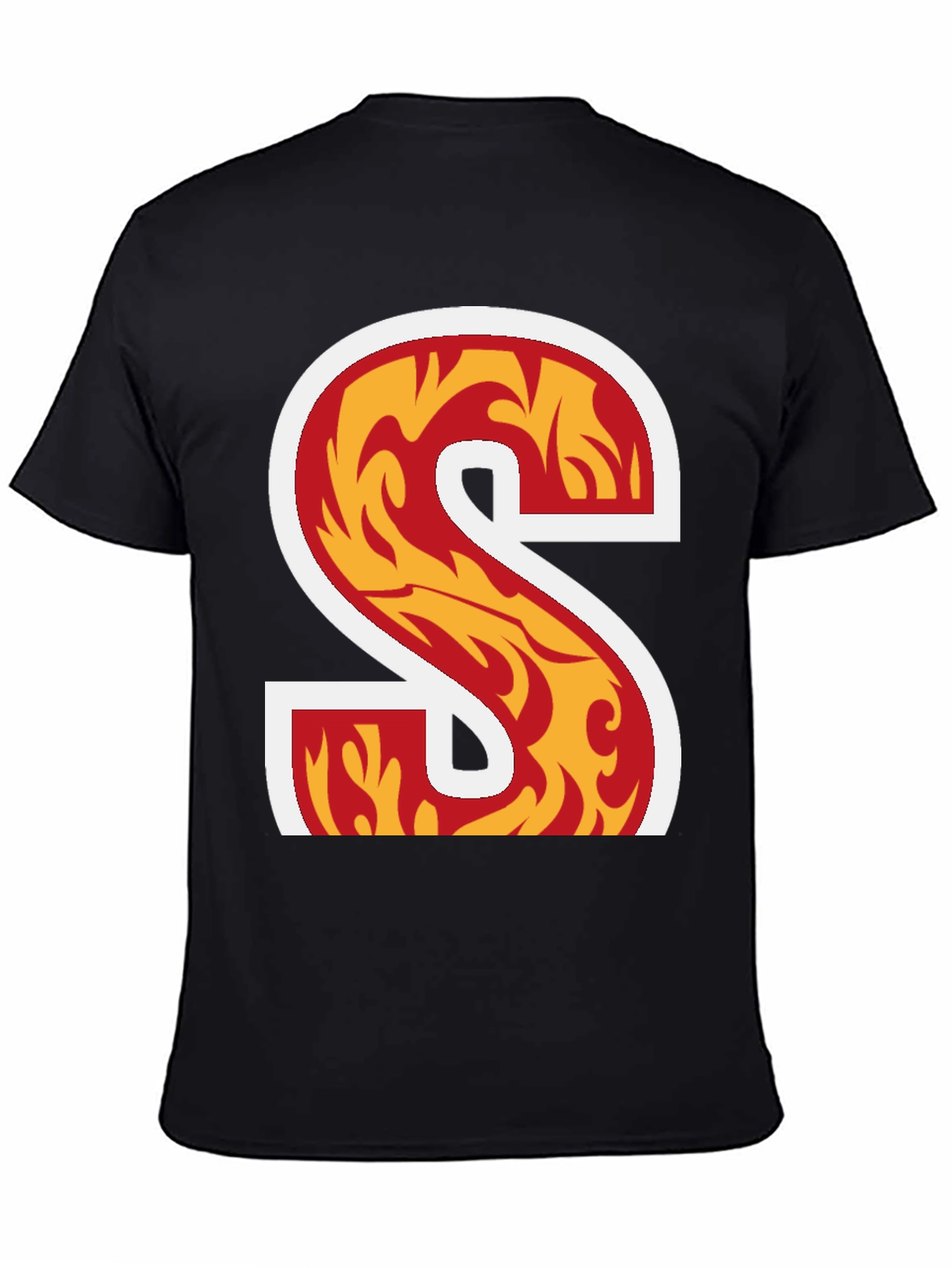 Black Fiery Letter S Graphic Tee - Bold Statement Shirt view 4