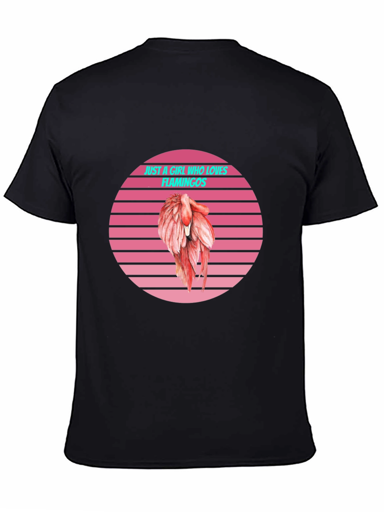 Black Just a Girl Who Loves Flamingos T-Shirt view 4