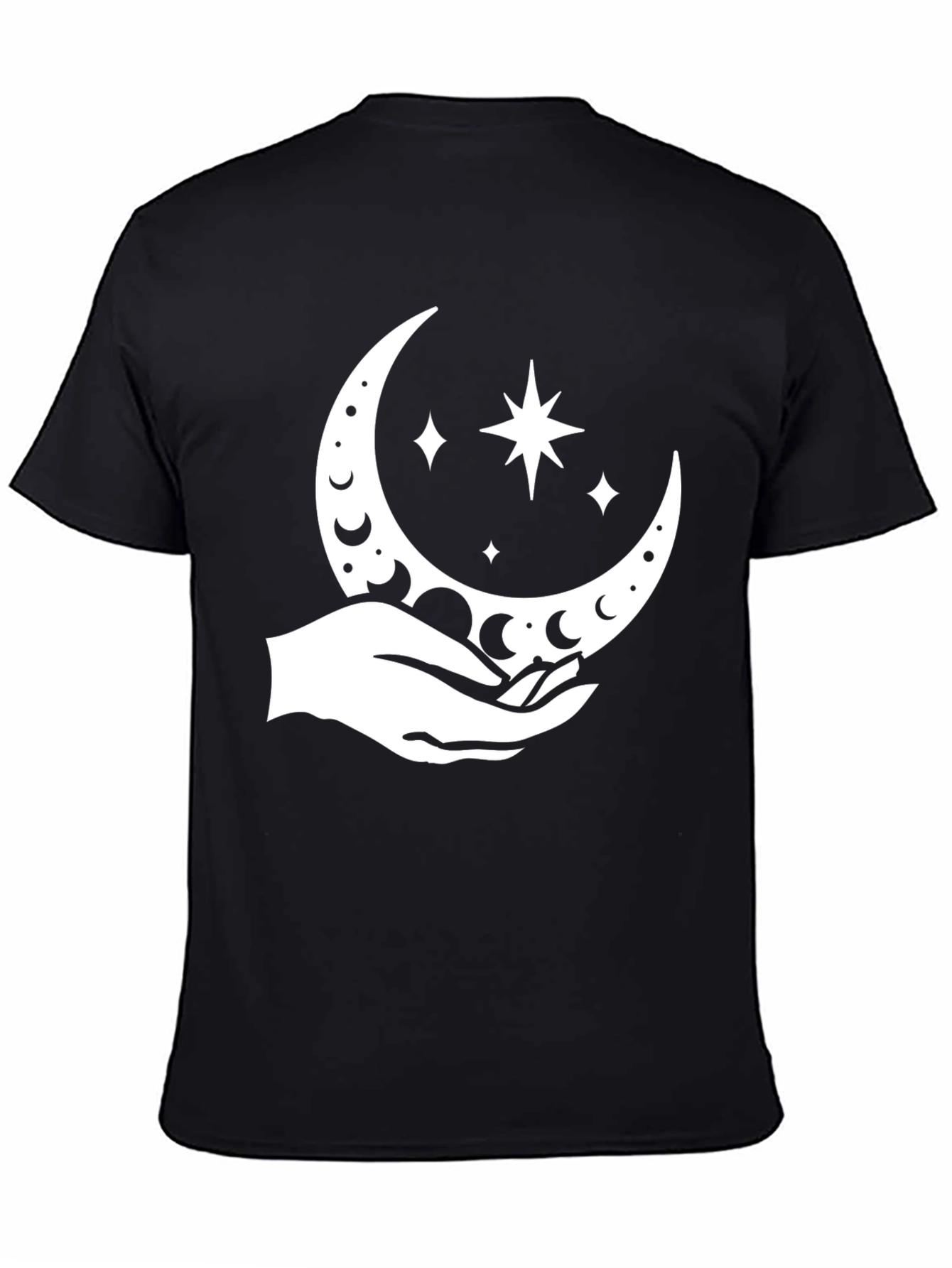Black Celestial Hand Graphic Tee - Black Cotton Blend view 4