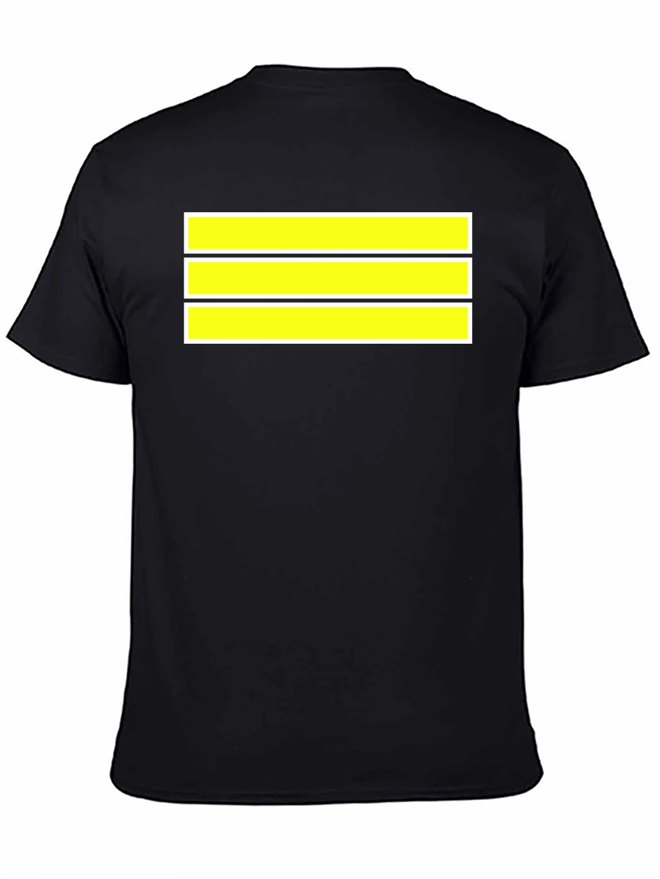 Black Striped Graphic Tee - Bold Yellow Bands on Black Cotton view 4