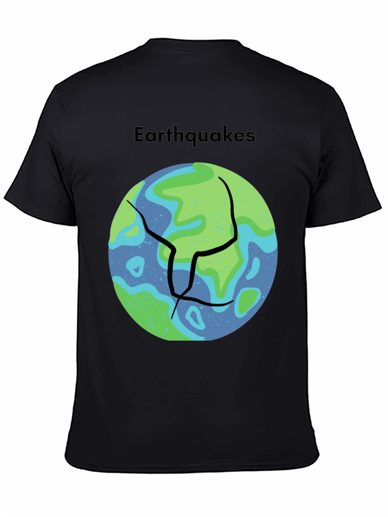 Black Earthquakes Graphic Tee - Black Crew Neck T-Shirt view 4