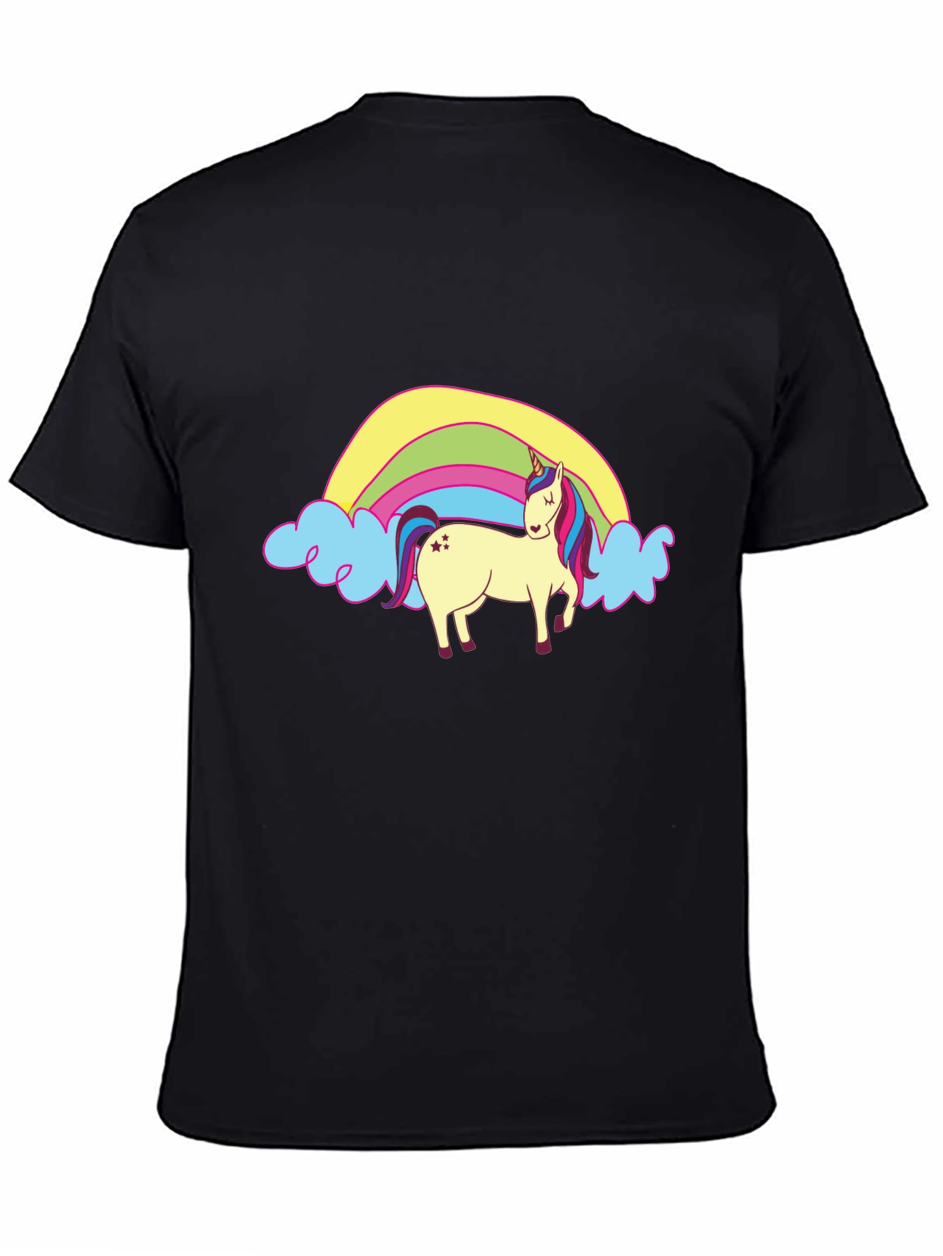 Black Unicorn & Rainbow Graphic Tee - Black Casual T-Shirt view 4