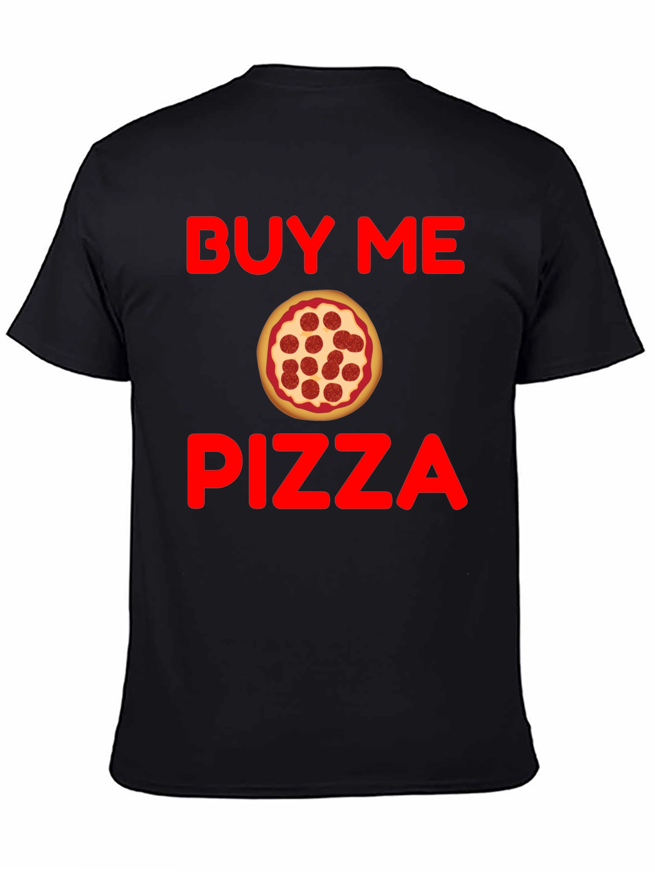Black Buy Me Pizza Graphic T-Shirt - Funny Foodie Tee view 4