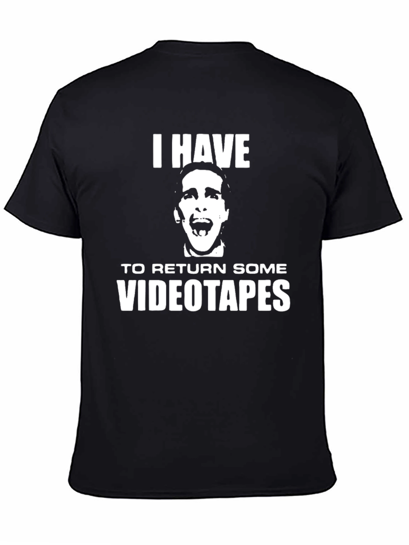 Black I Have to Return Some Videotapes Black T-Shirt view 4
