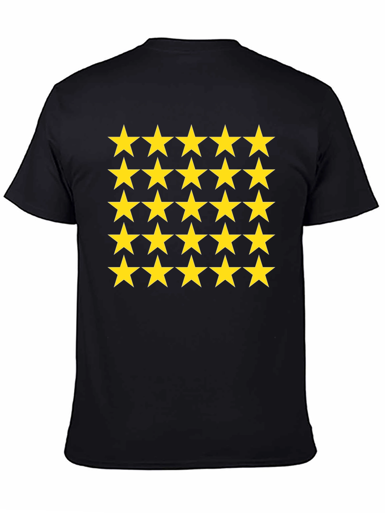 Black Star Pattern Black T-Shirt view 4