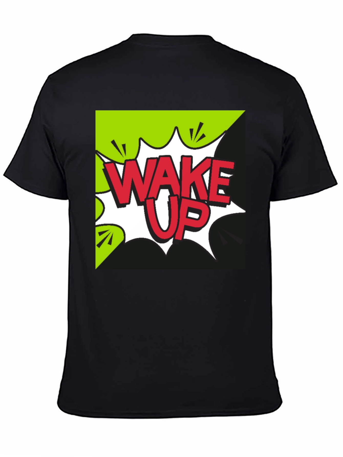Black Wake Up Graphic Tee - Black Cotton T-Shirt view 4
