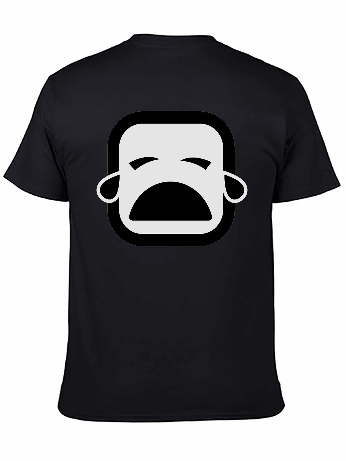 Black Sad Emoji Black T-Shirt - Unisex Graphic Tee view 4