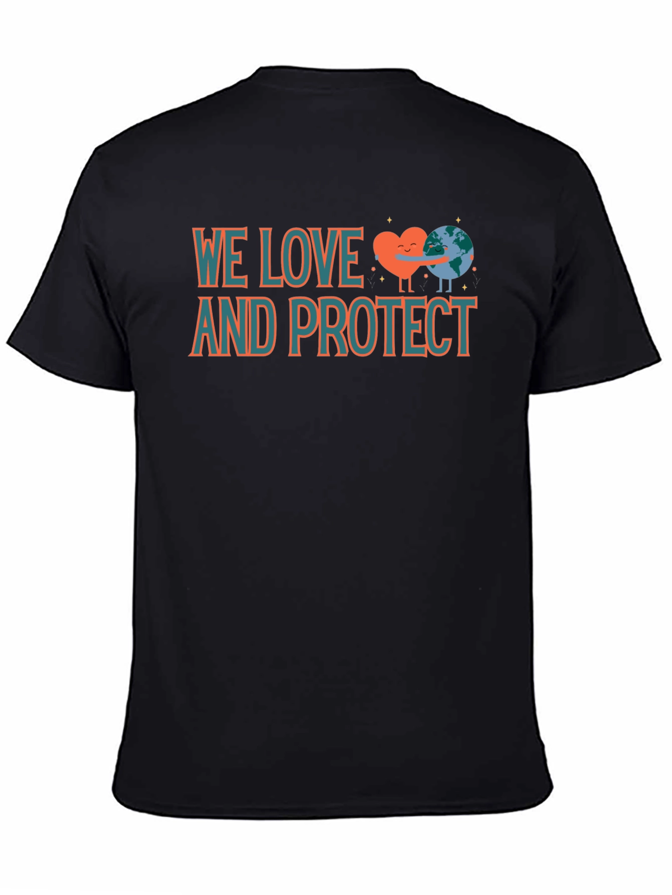 Black We Love and Protect Earth T-Shirt view 4