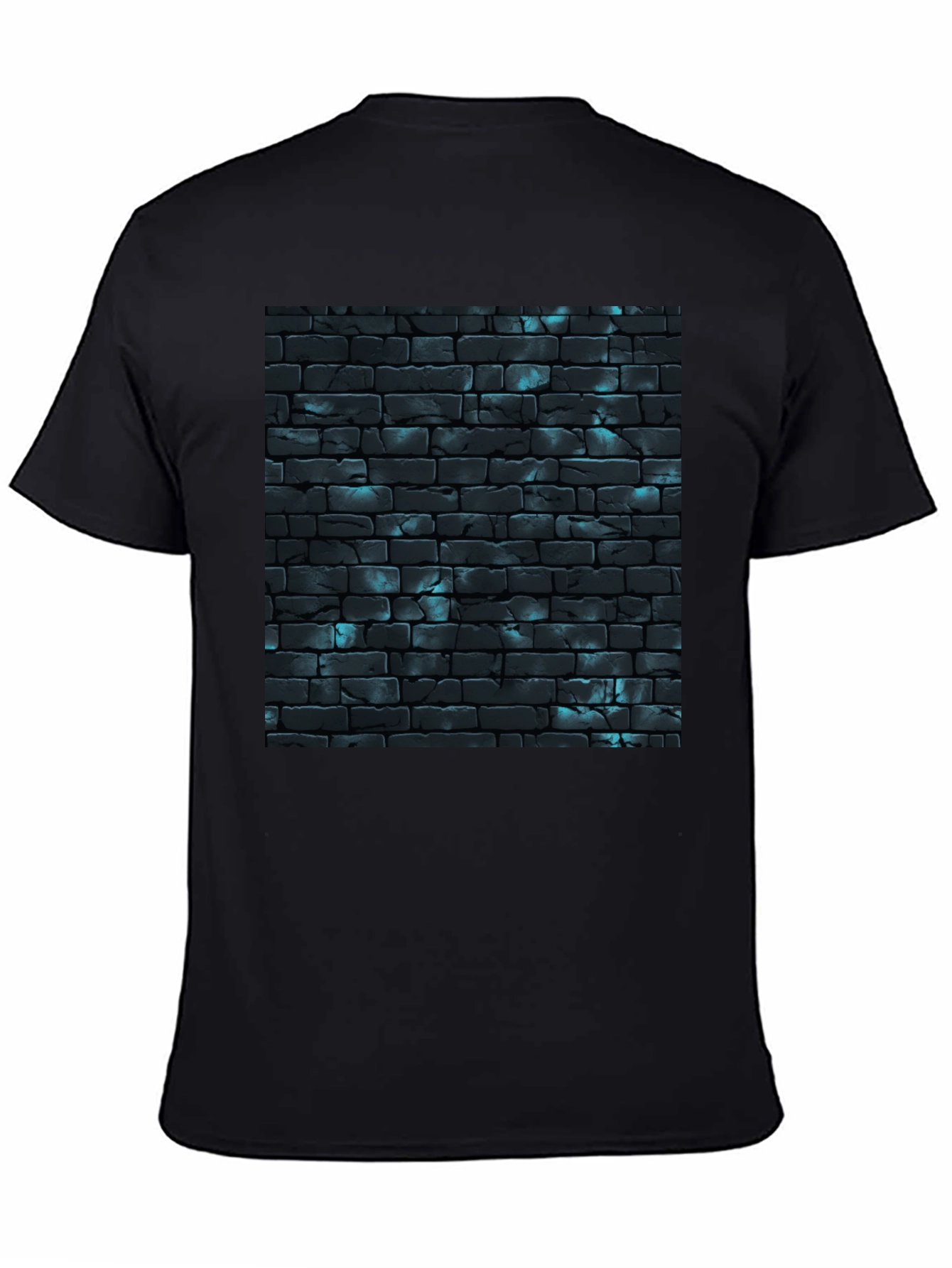 Black Cool Brick Wall Pattern Black T-Shirt view 4