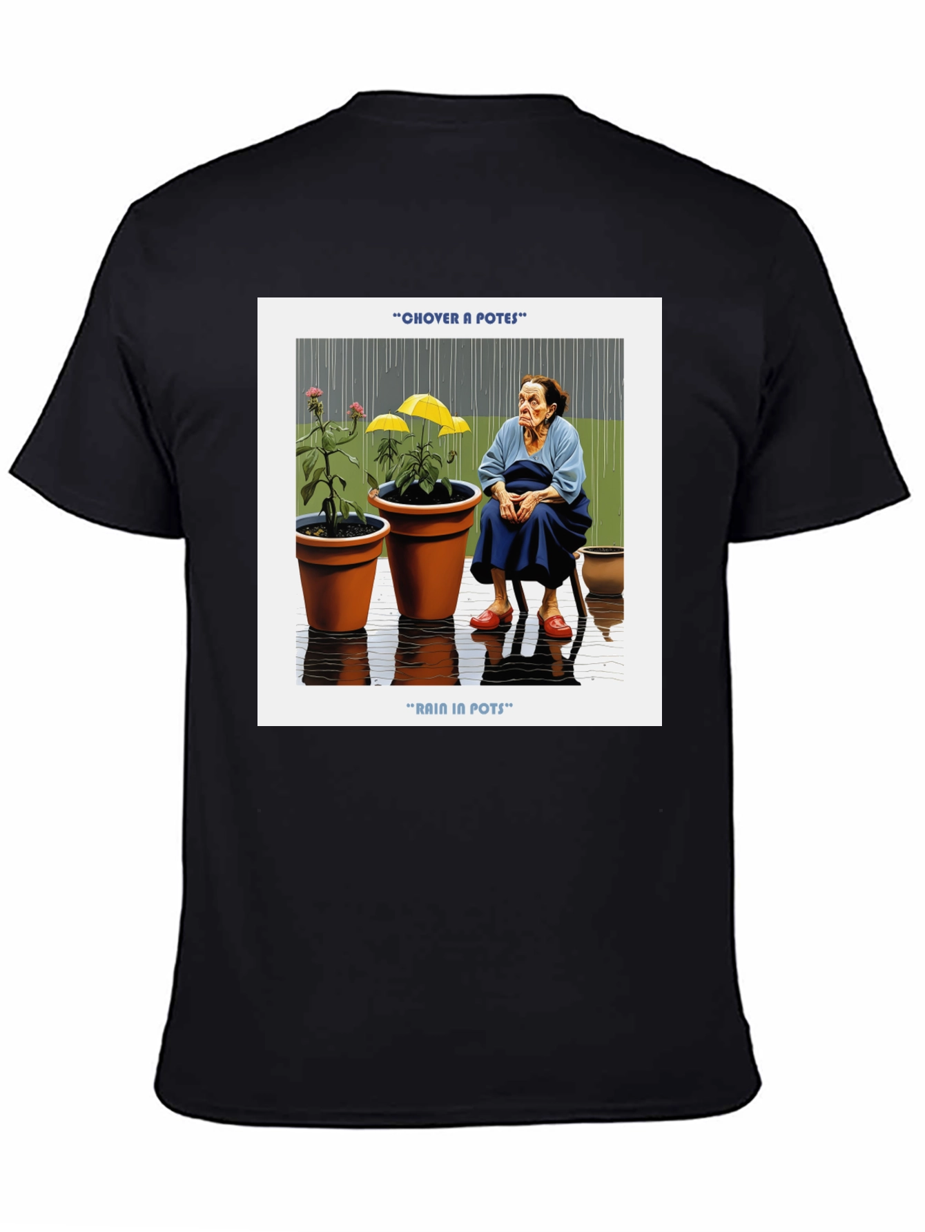 Black Rain in Pots Graphic T-Shirt view 4
