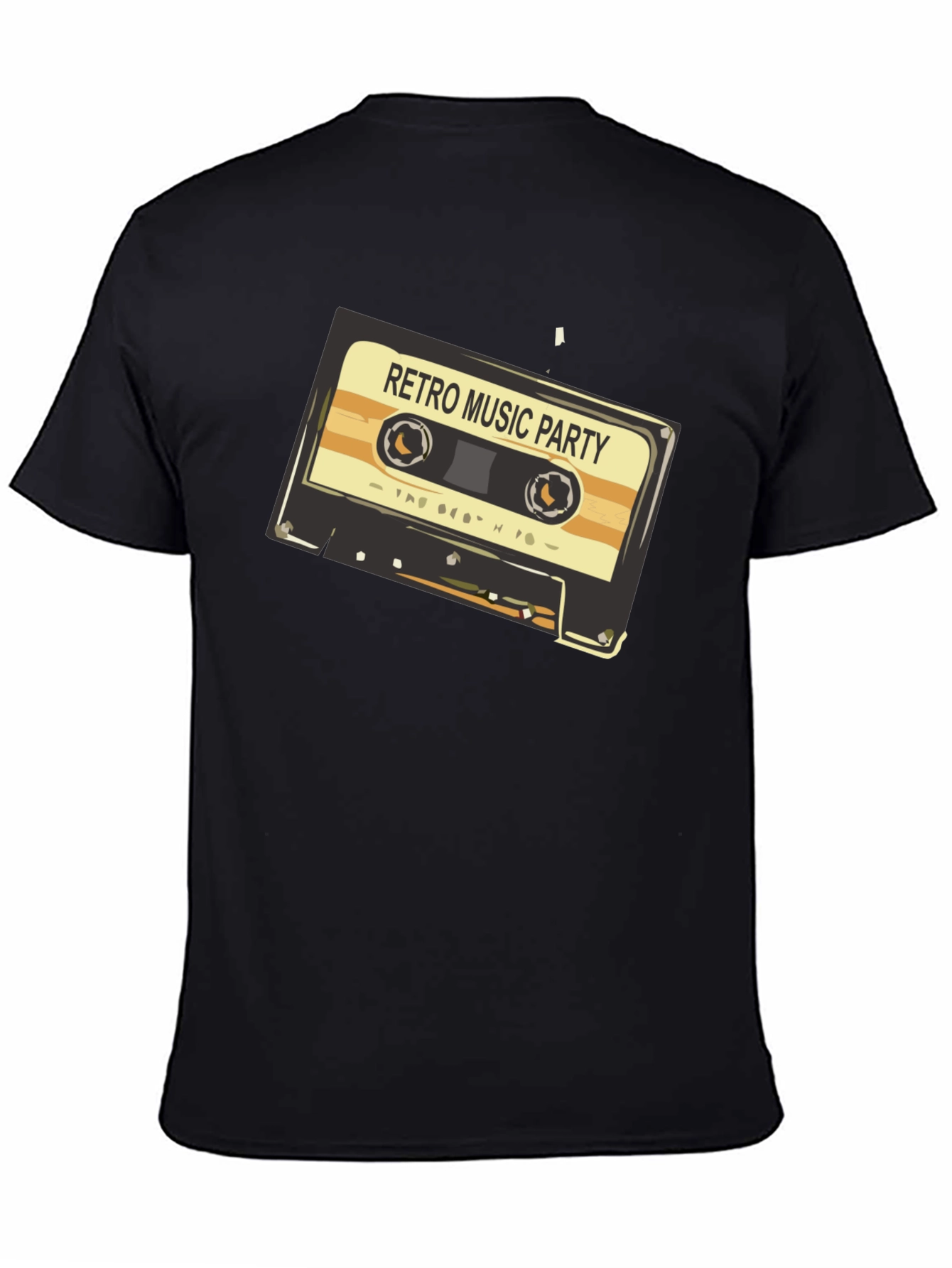 Black Retro Music Party Graphic Tee - Vintage Cassette Design view 4