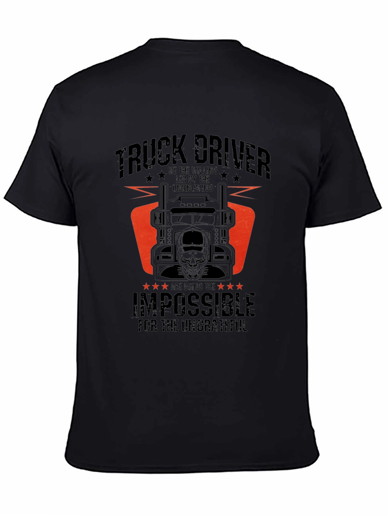 Black Truck Driver T-Shirt - Doing the Impossible view 4