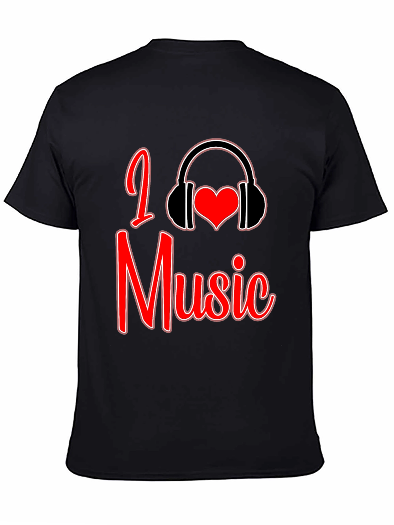 Black I Love Music Graphic T-Shirt view 4