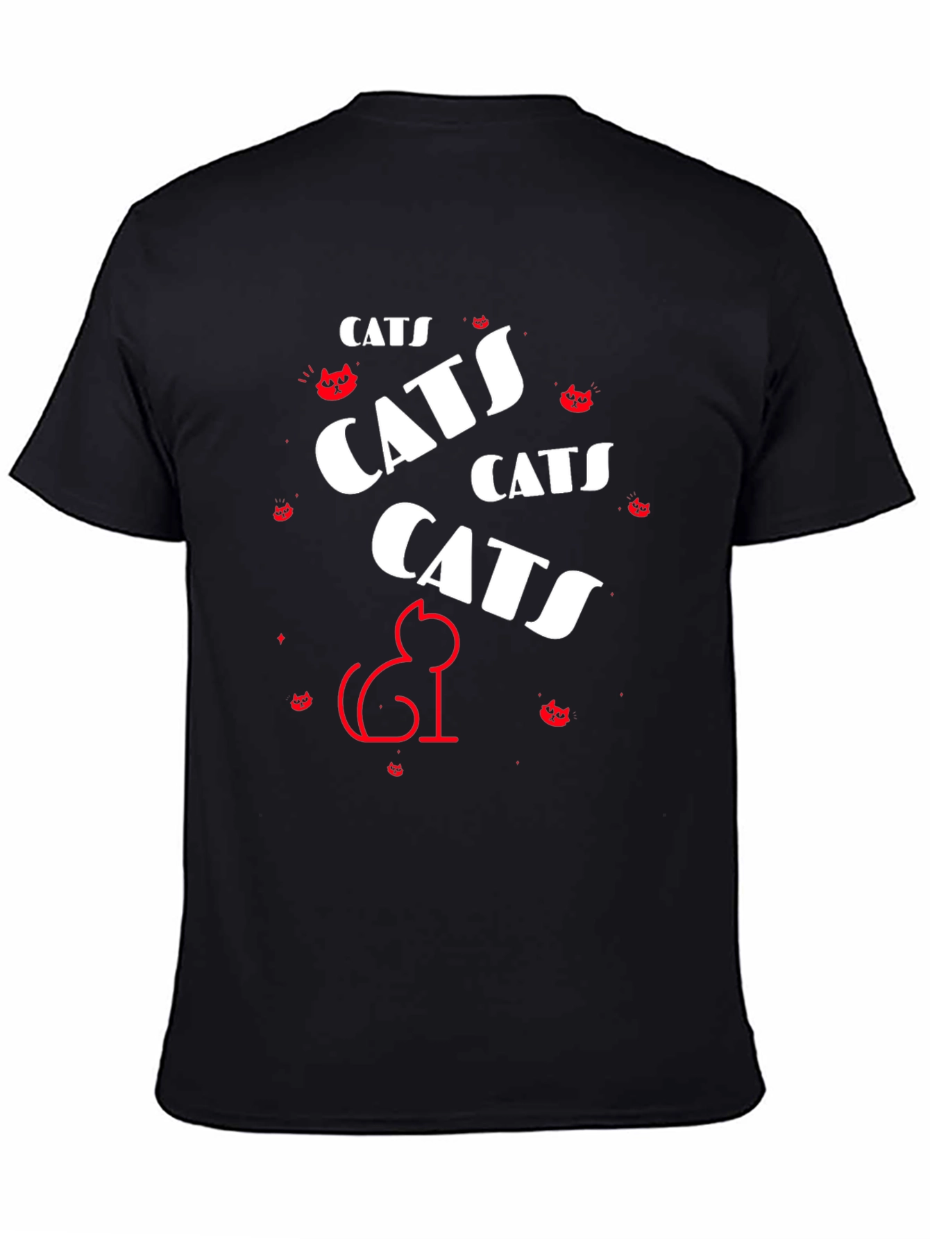 Black Cats Graphic Tee - Black Cotton T-Shirt view 4