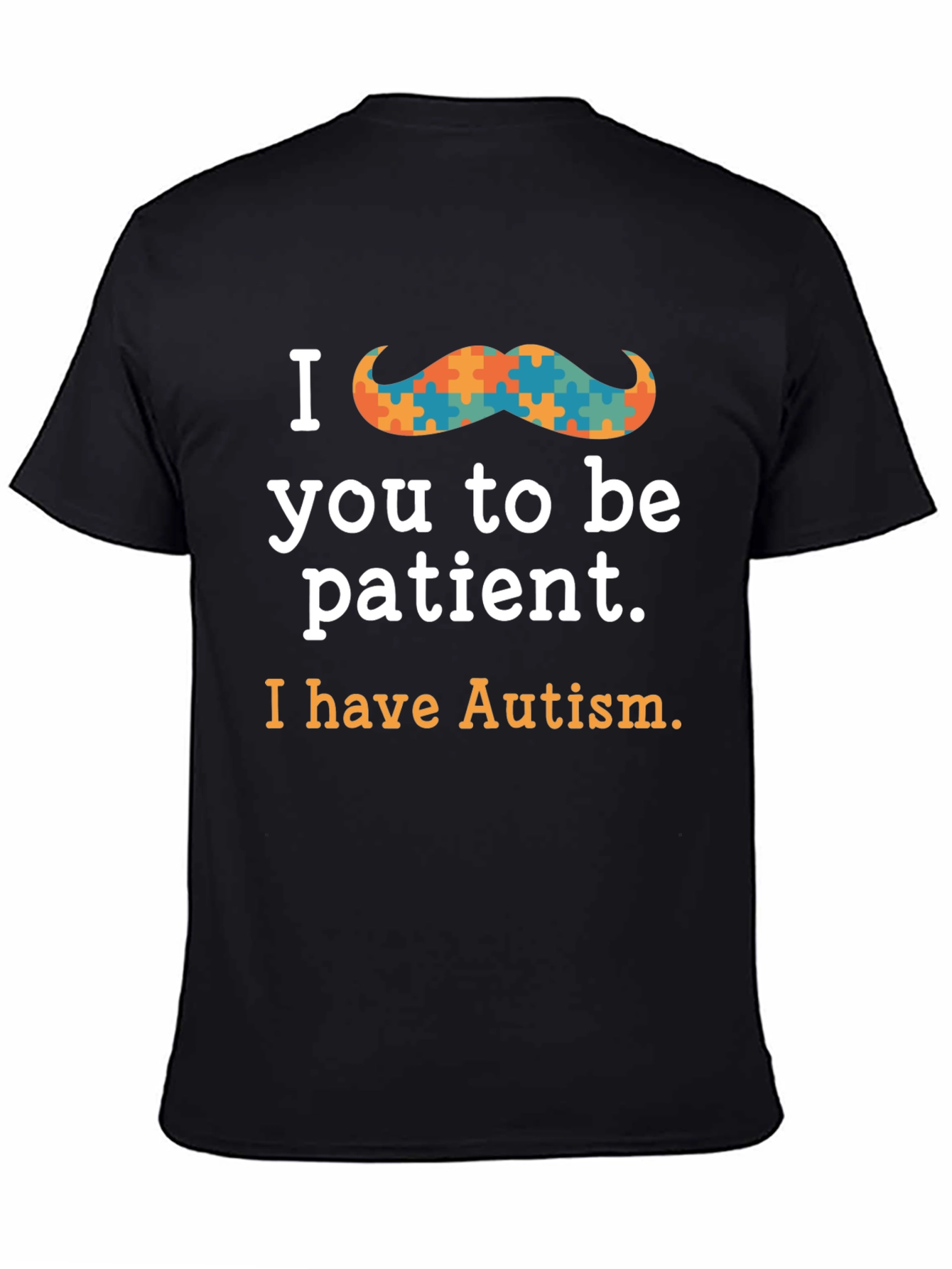 Black Autism Awareness Graphic Tee - Be Patient view 4