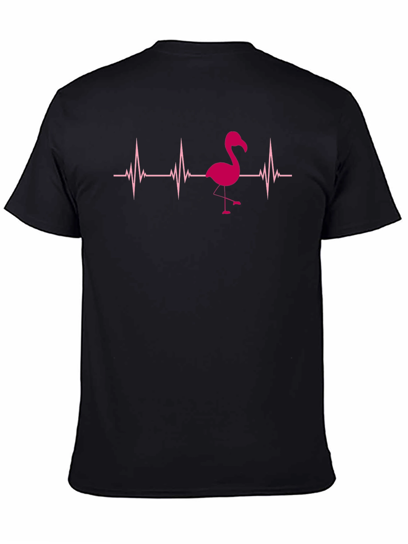 Black Flamingo Heartbeat T-Shirt - Fun Graphic Tee view 4