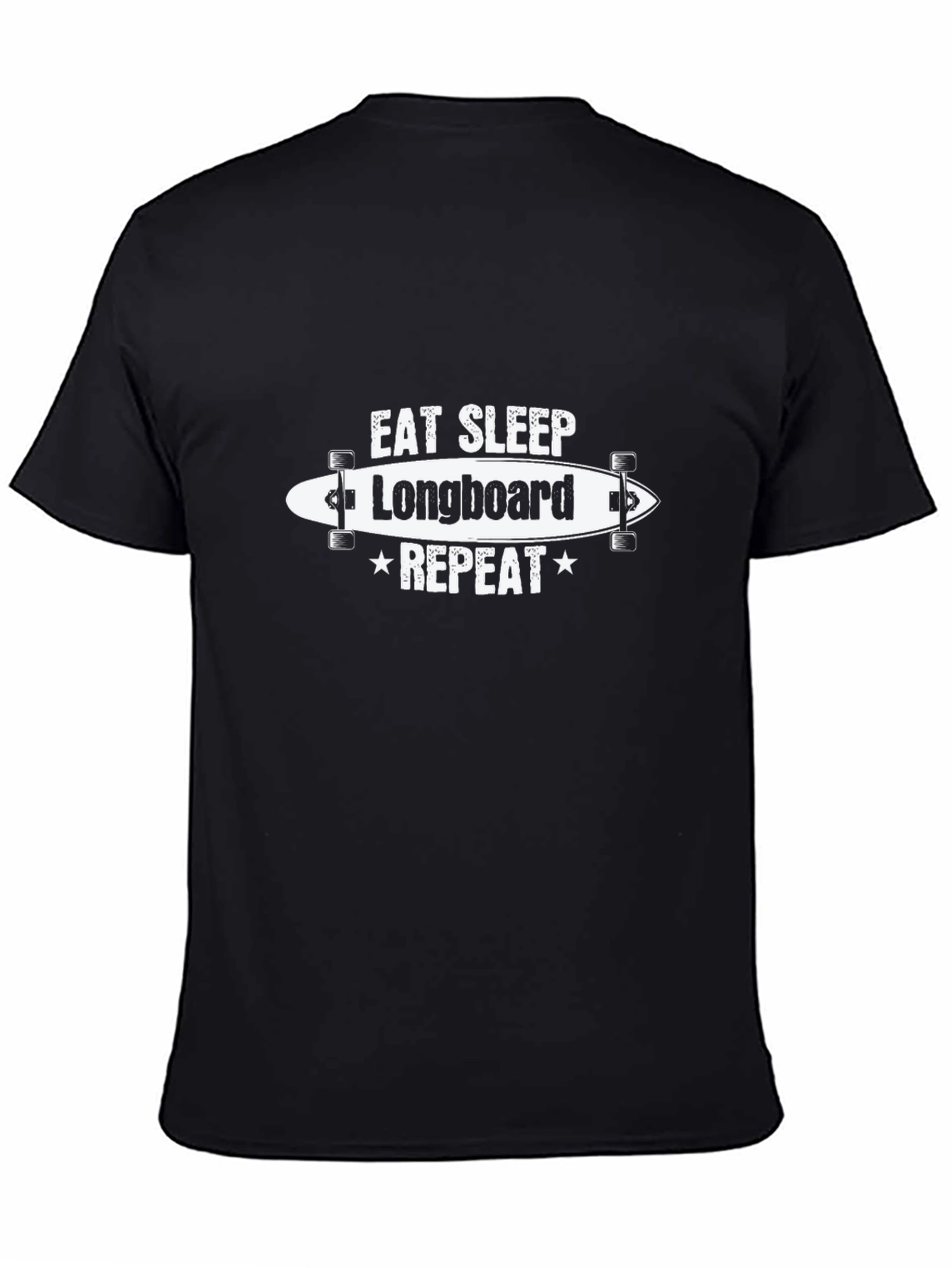 Black Eat Sleep Longboard Repeat Black T-Shirt view 4