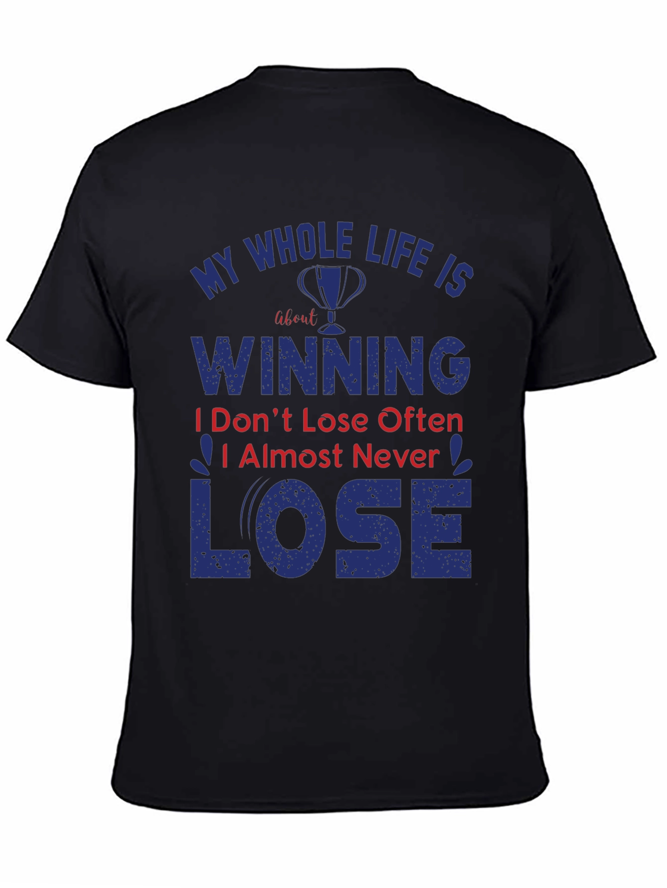 Black Winning T-Shirt: Never Lose Attitude Black Tee view 4