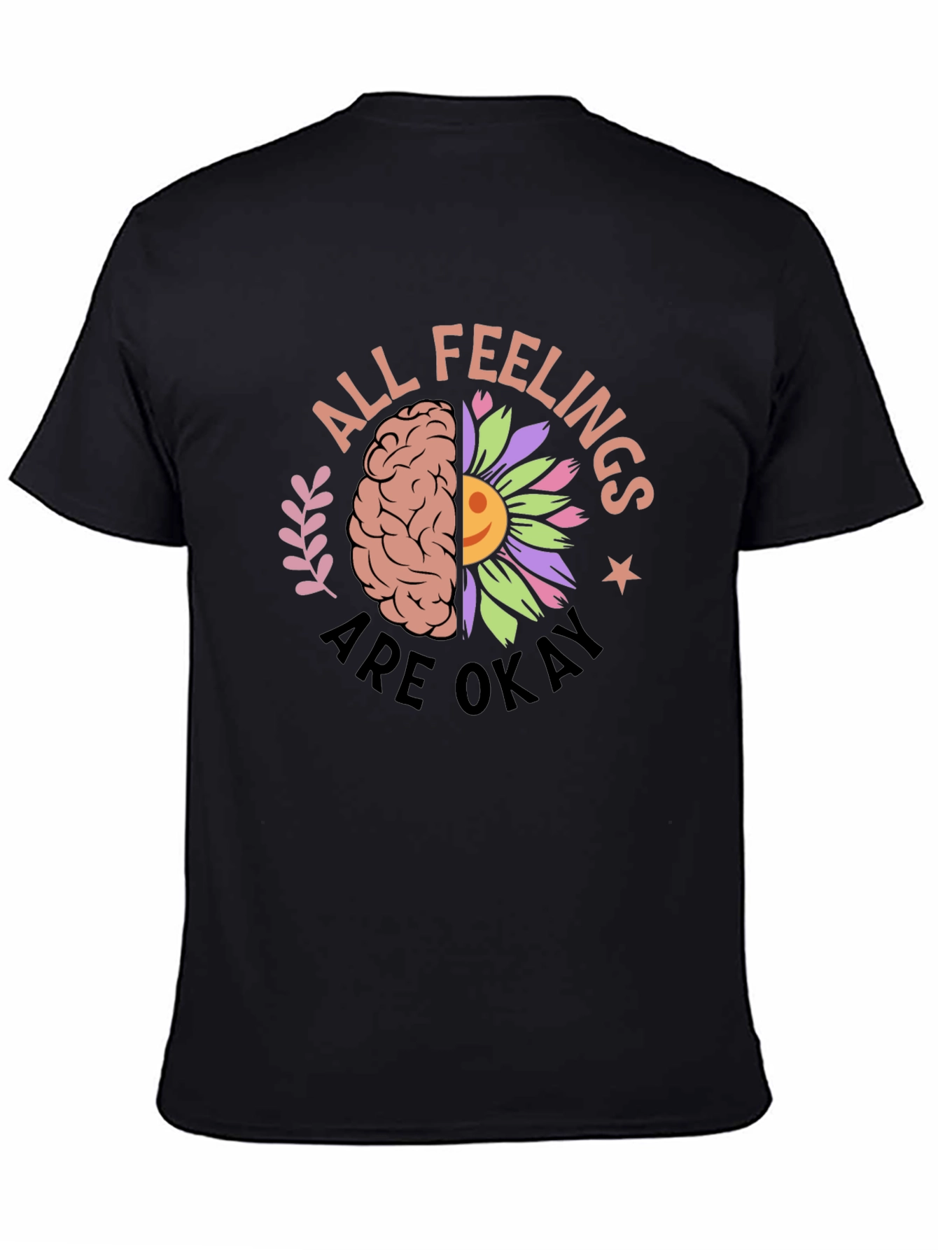Black All Feelings Are Okay Graphic Tee view 4