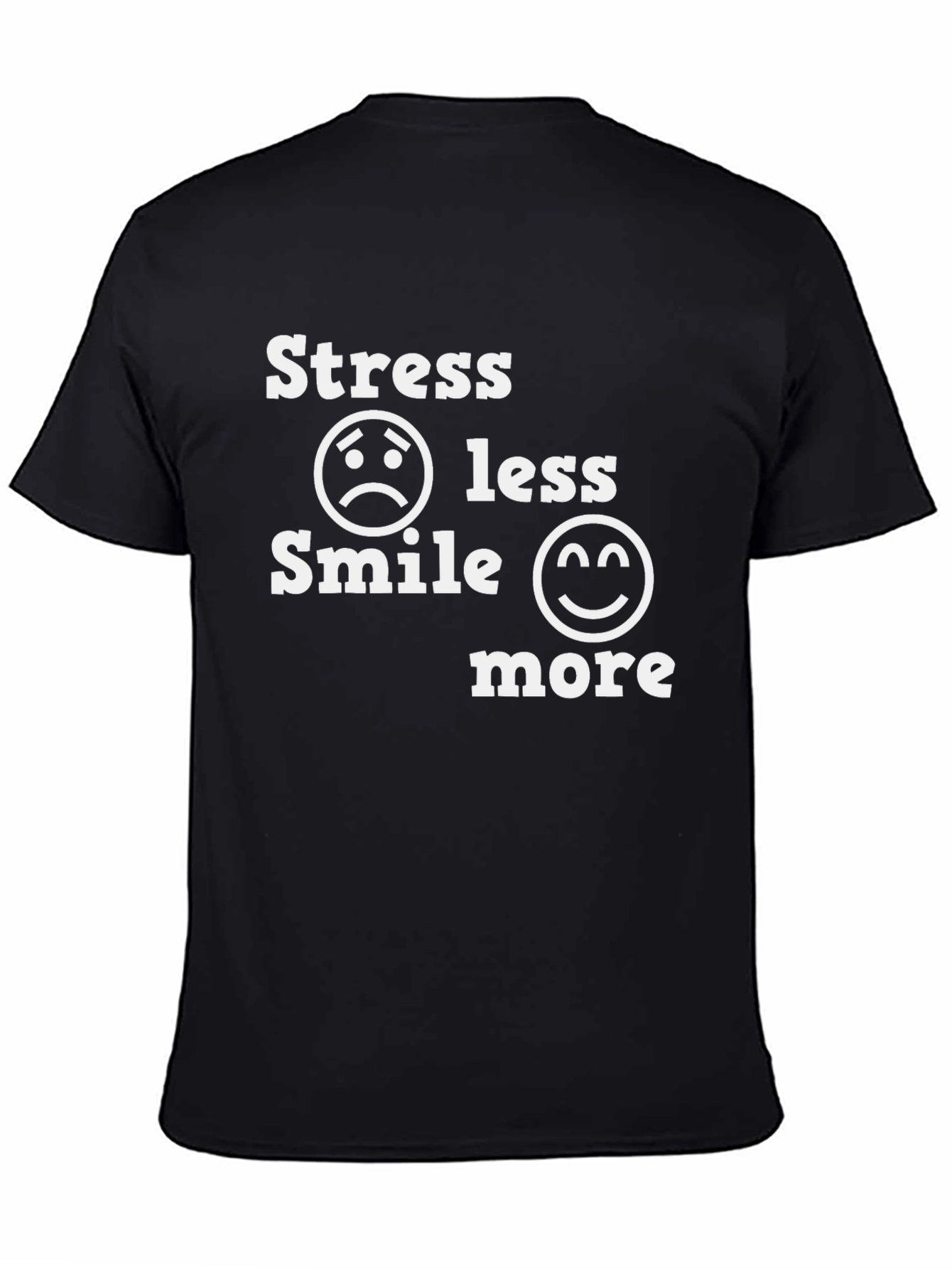 Black Stress Less Smile More Graphic T-Shirt view 4