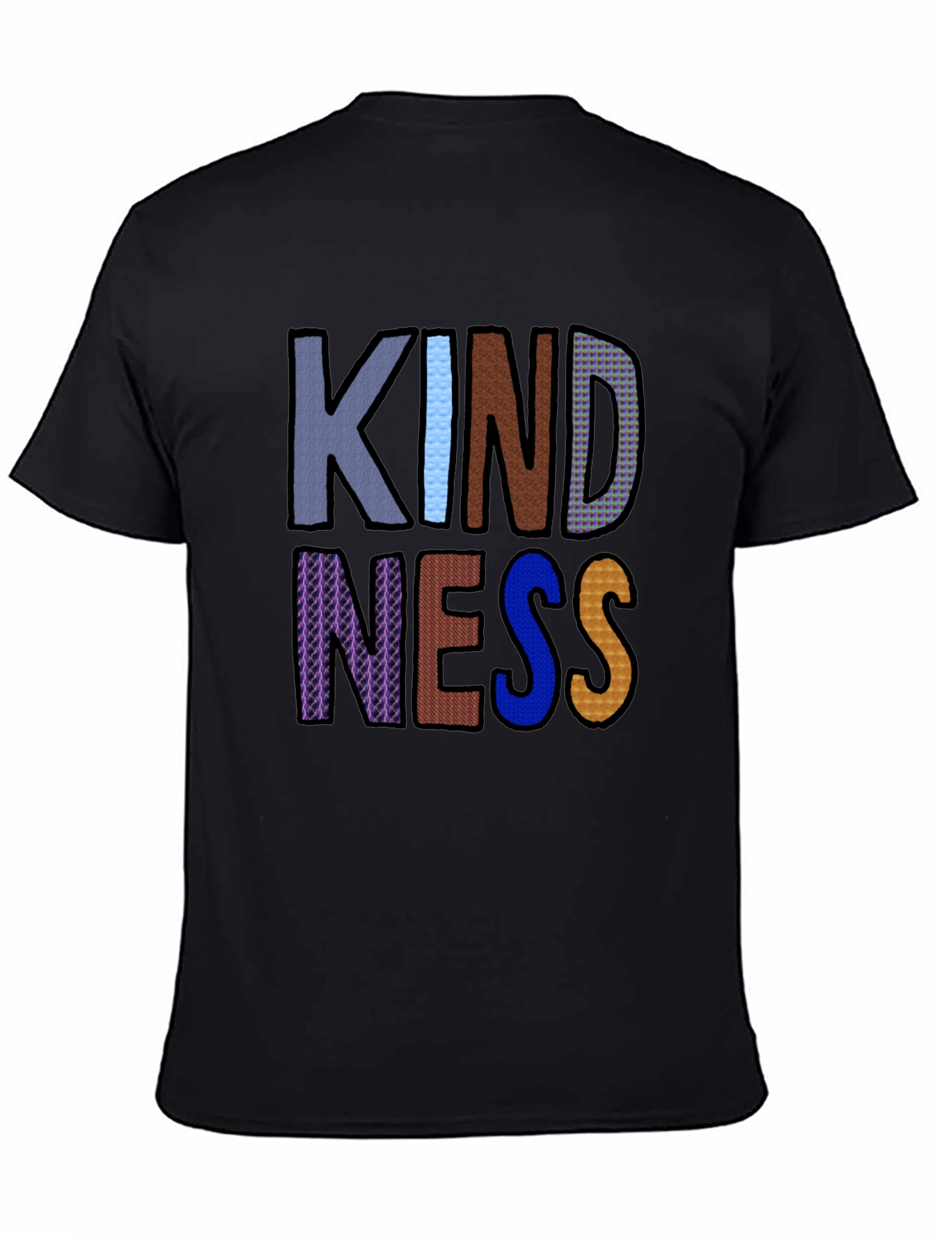 Black Kindness T-Shirt - Colorful Graphic Tee view 4