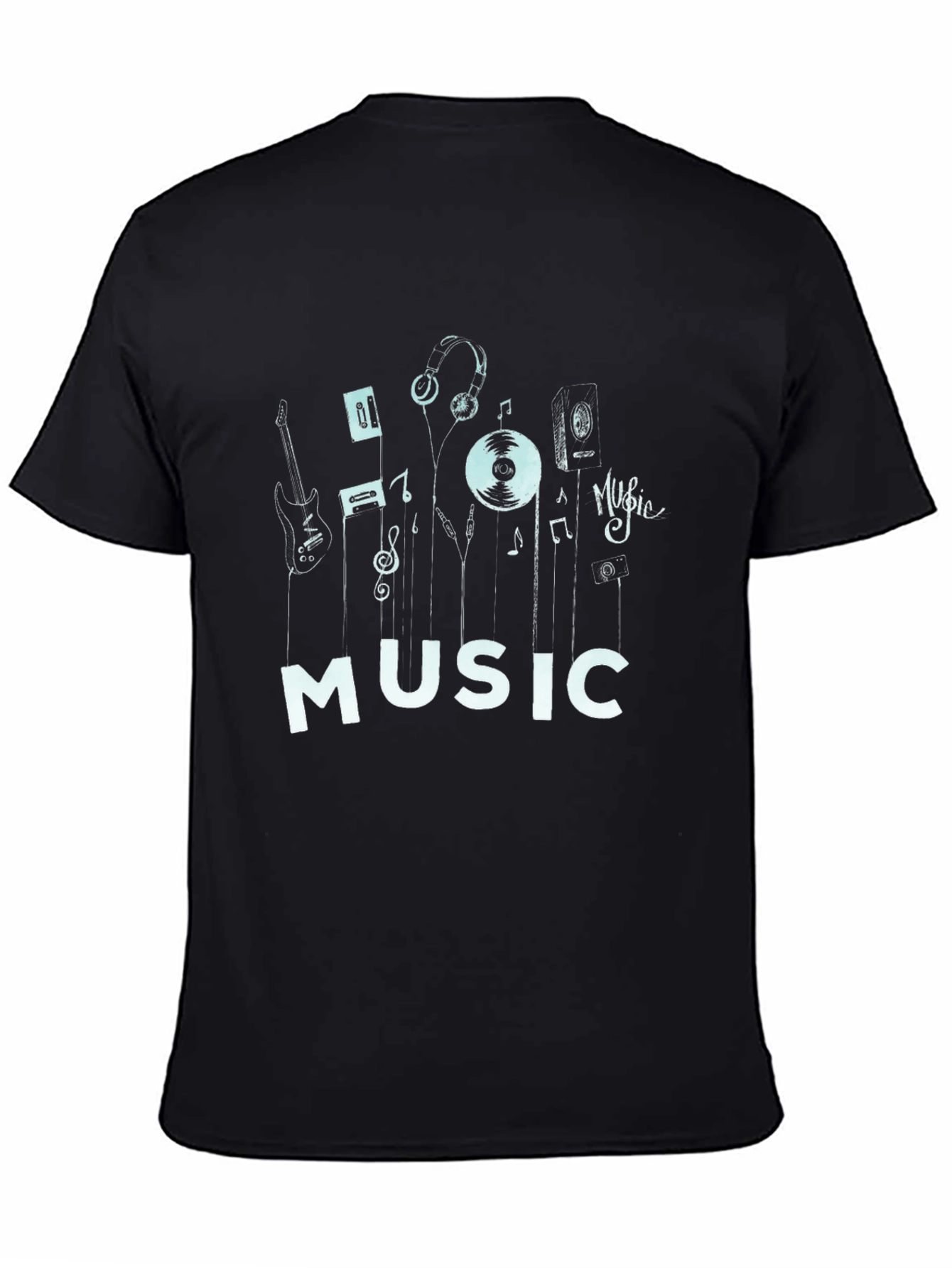 Black Music Lover's Graphic Tee - Black view 4