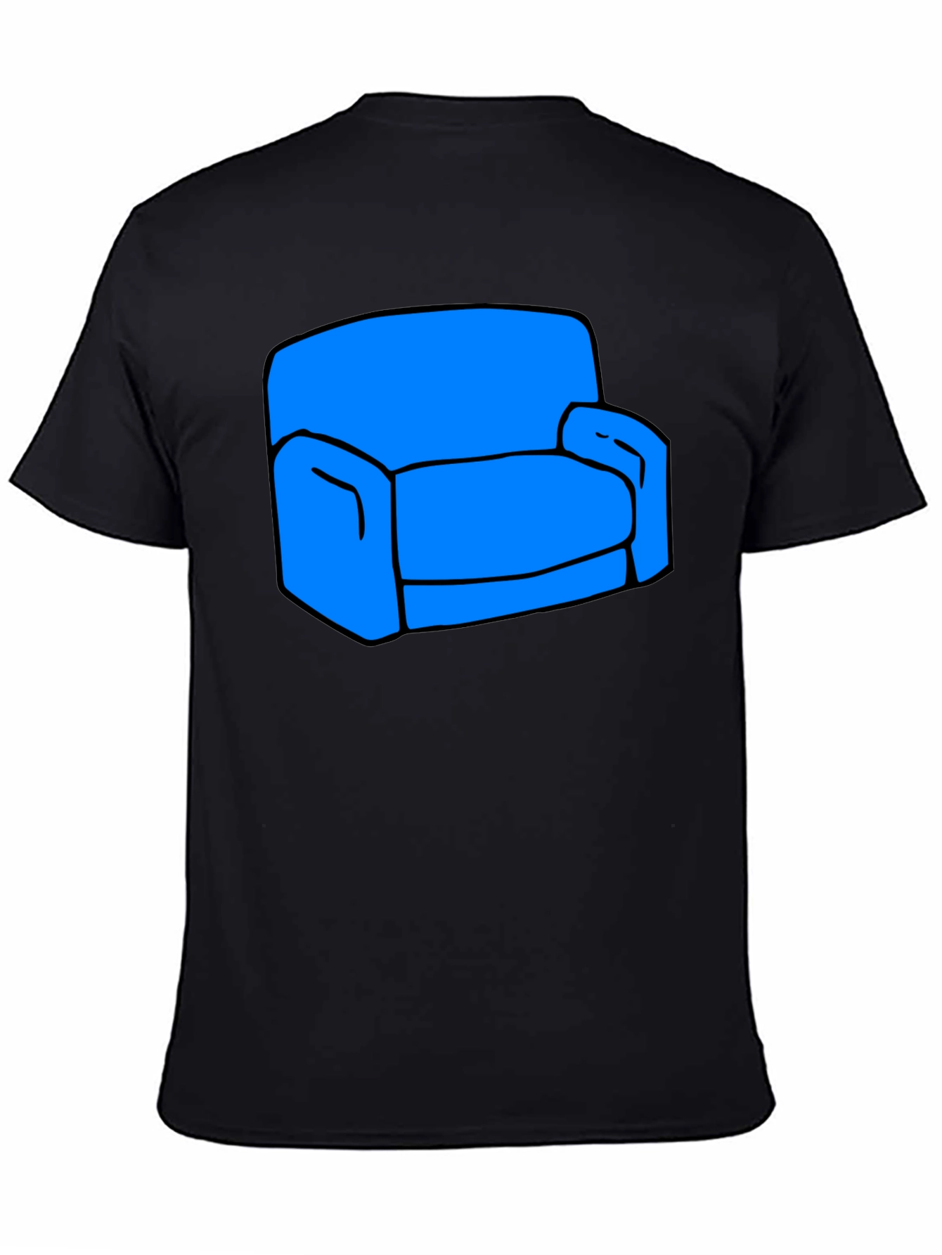 Black Novelty Couch Graphic T-Shirt - Black Cotton Tee view 4