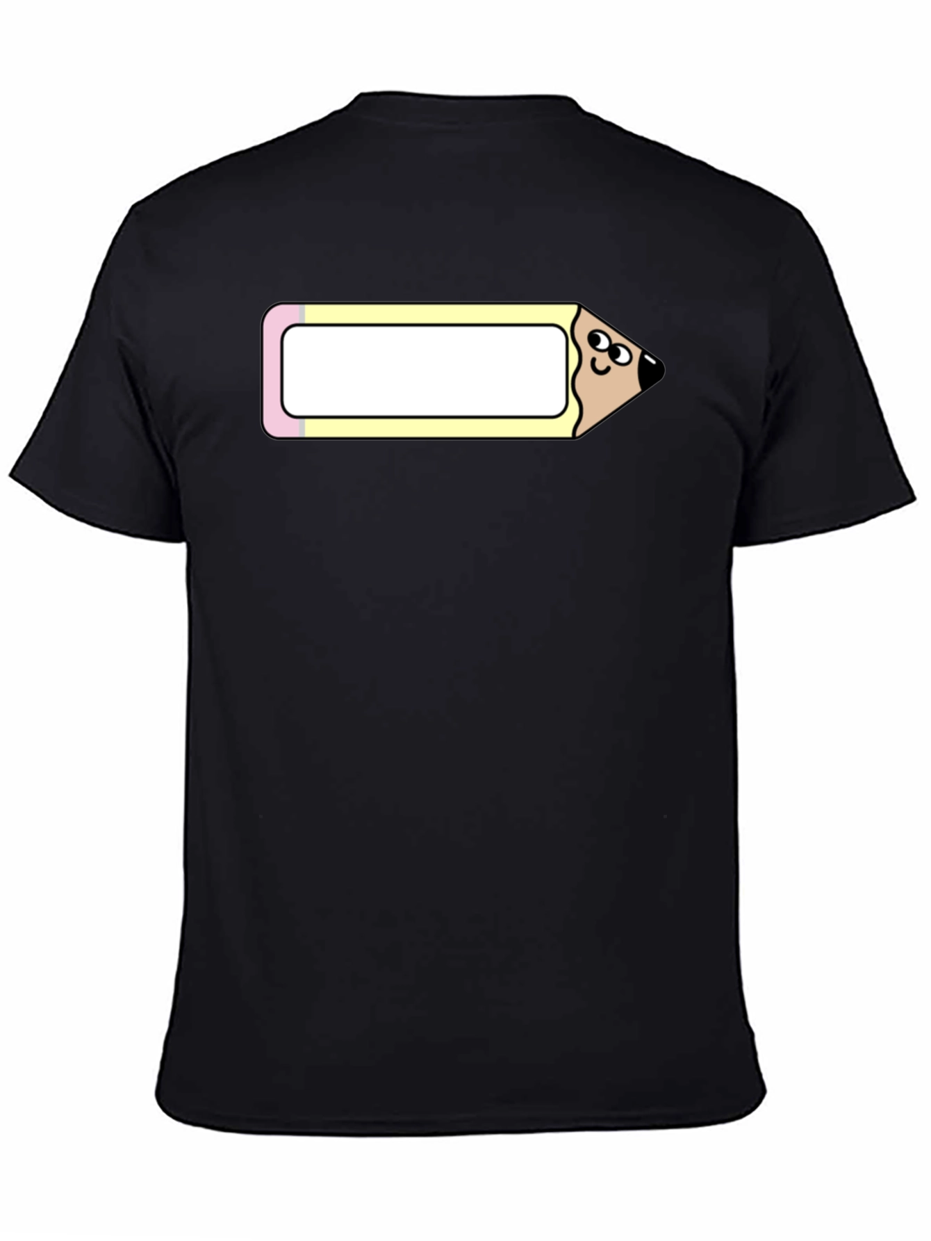 Black Funny Cartoon Pencil Graphic Tee view 4
