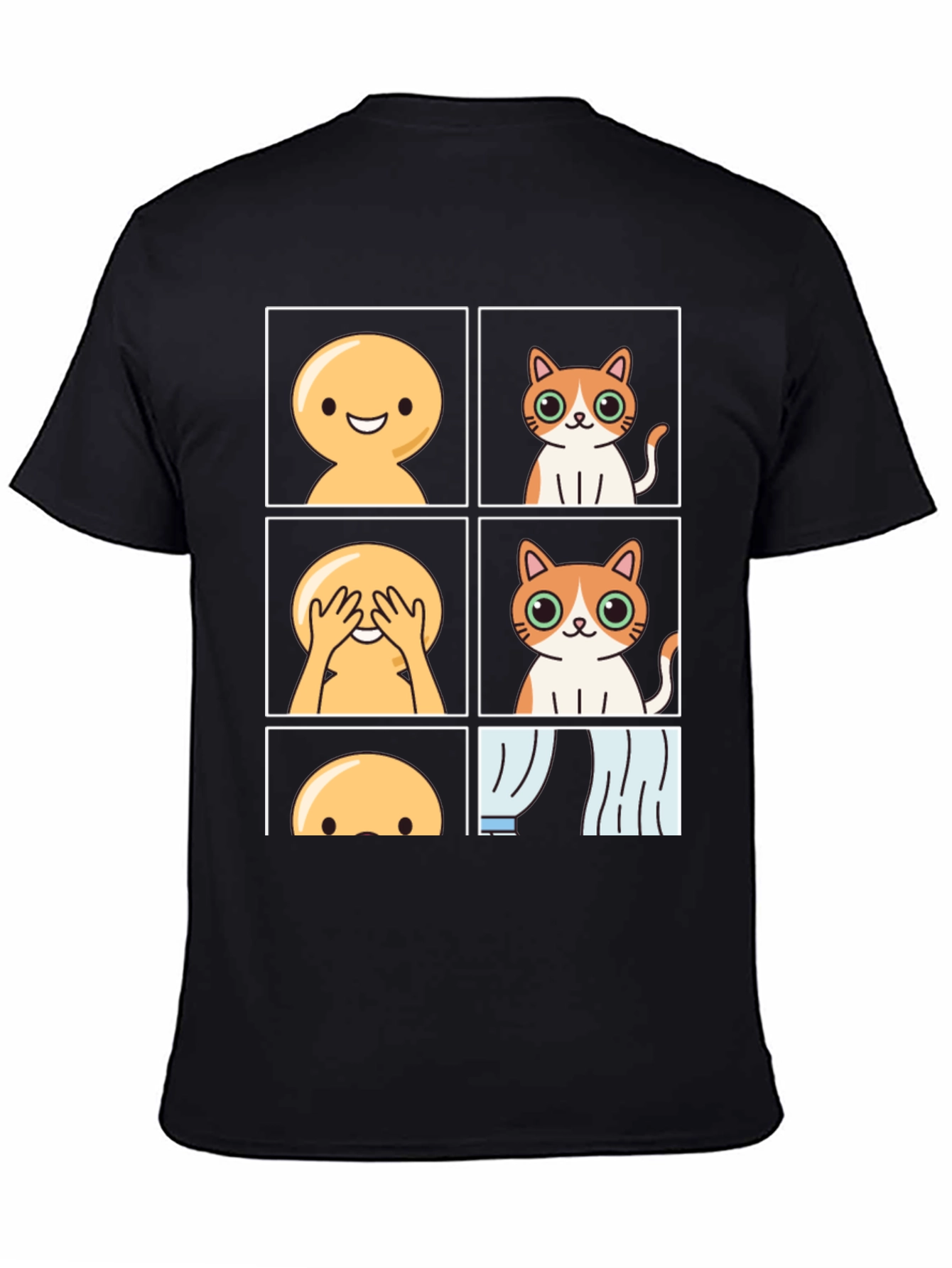 Black Peek-a-boo Cat T-Shirt: Soft Cotton, Fun Design view 4