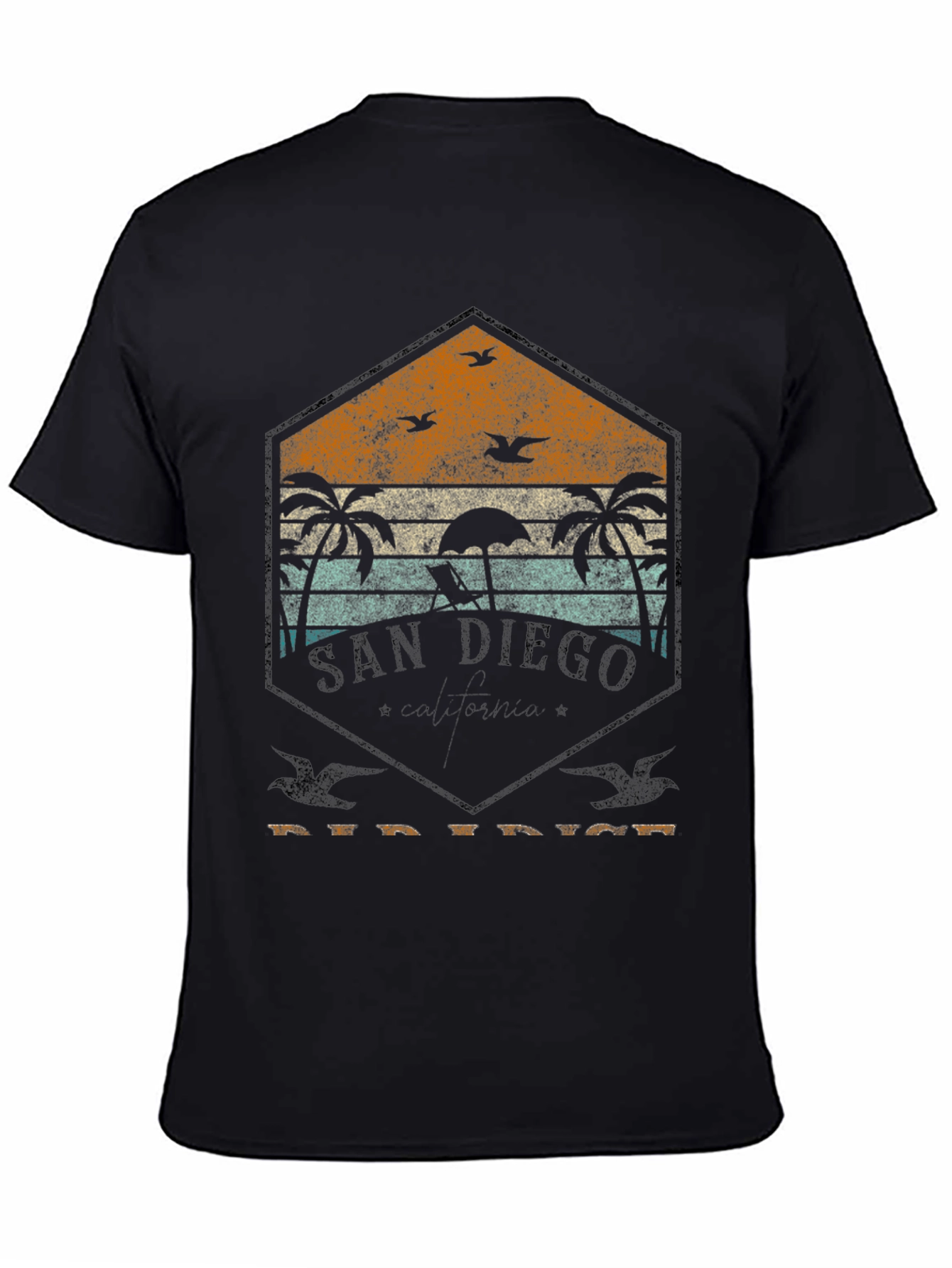 Black San Diego Retro Beach T-Shirt view 4