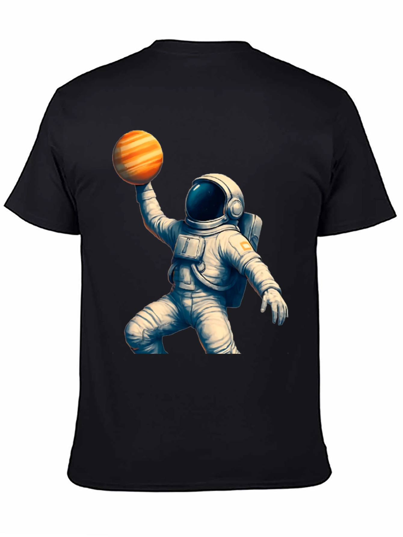 Black Astronaut Holding Planet T-Shirt - Space Lover Gift view 4