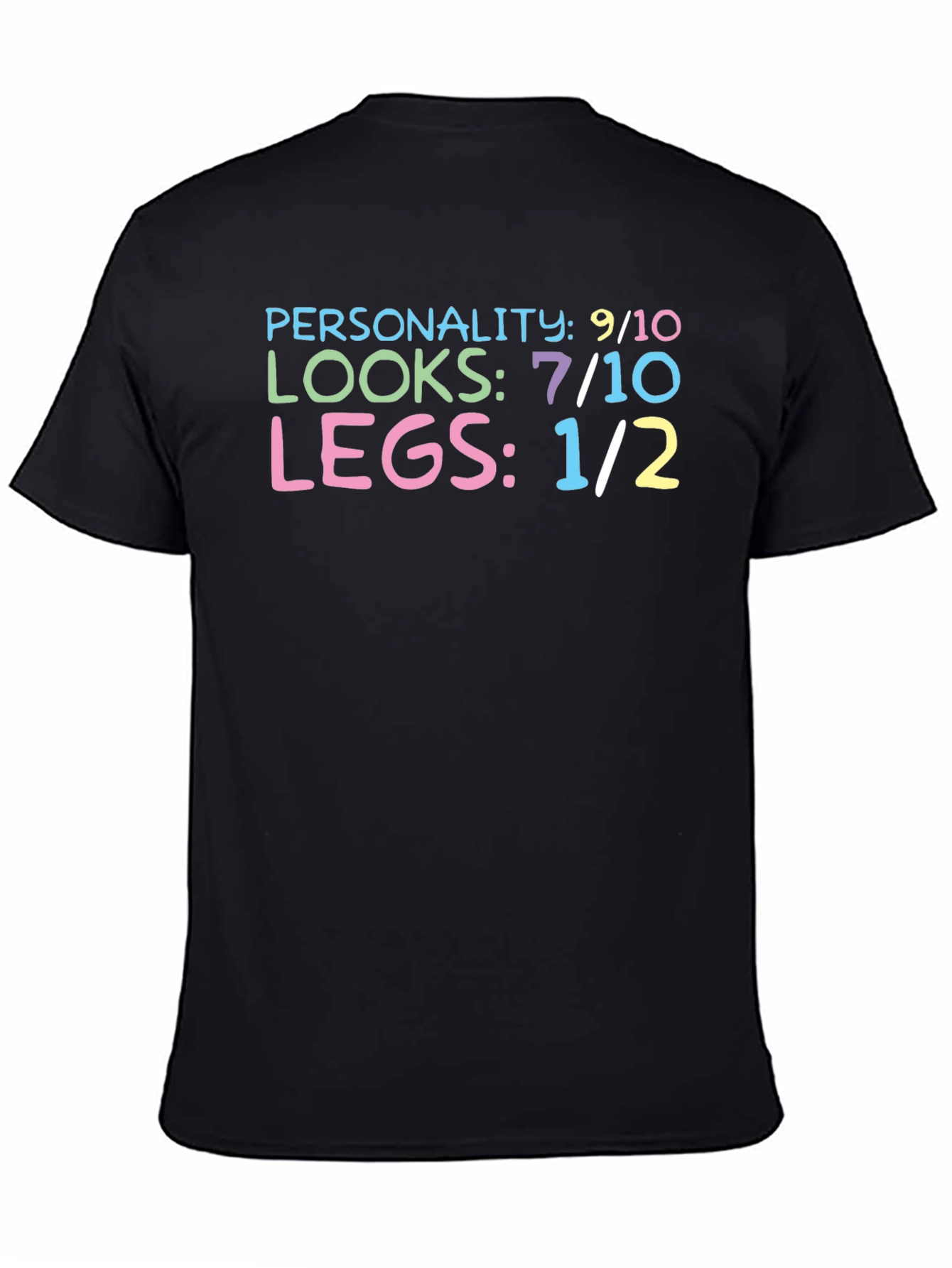Black Funny "Personality Looks Legs" Graphic T-Shirt view 4