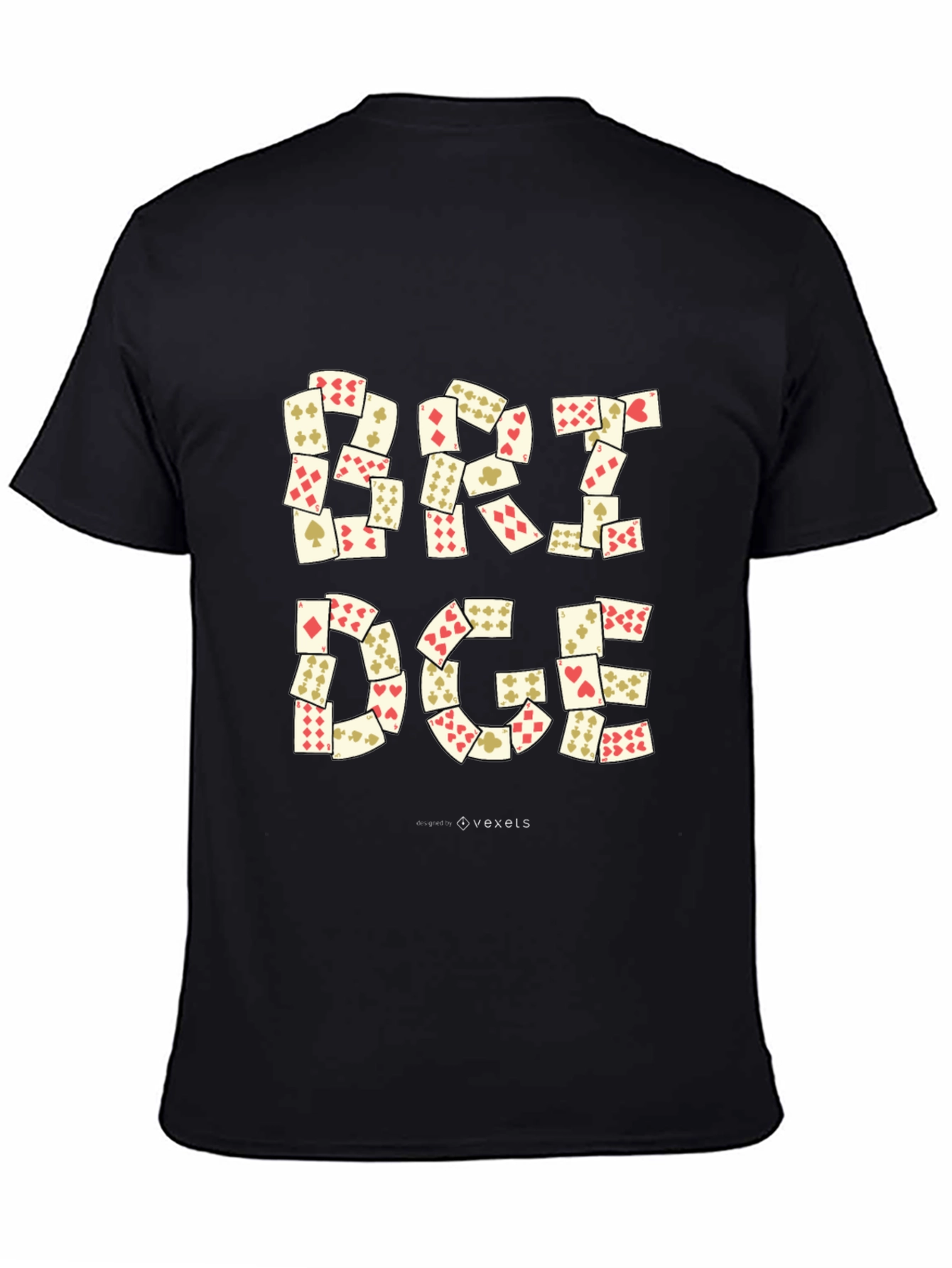 Black Bridge Card Game Graphic Tee - Black Unisex T-Shirt view 4