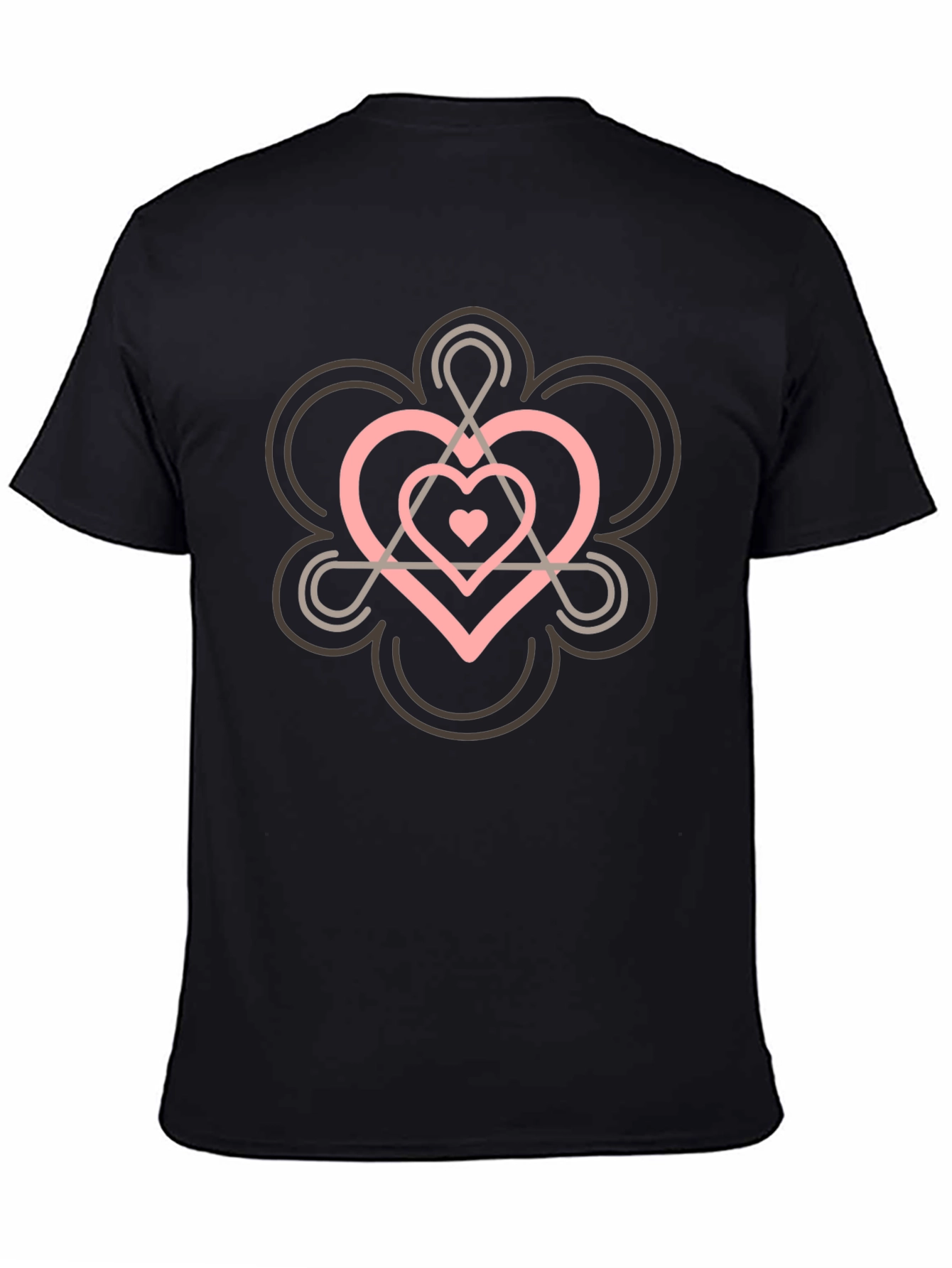 Black Heart Chakra Symbol Black T-Shirt view 4