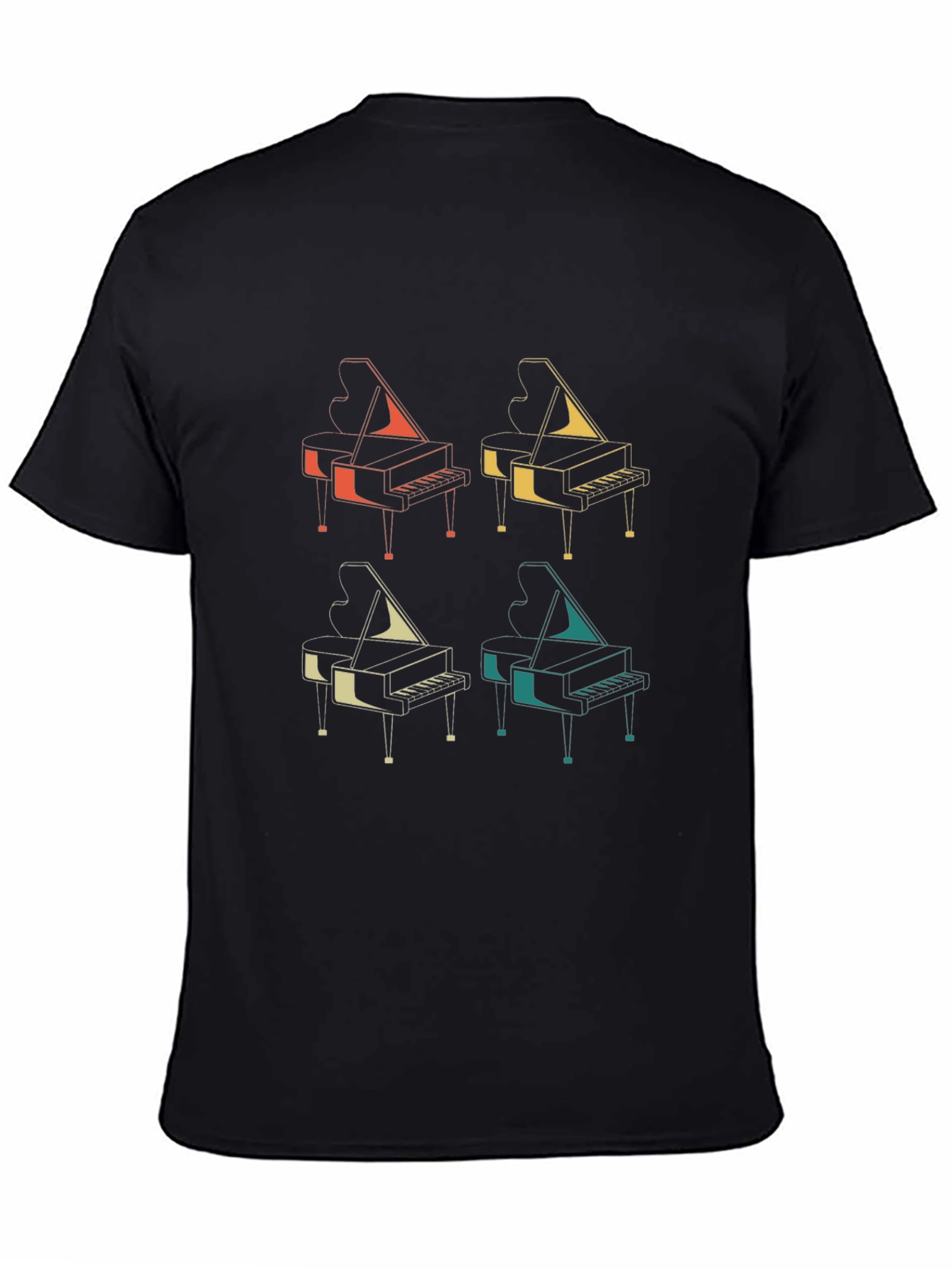 Black Retro Piano T-Shirt - Music Lover's Tee view 4