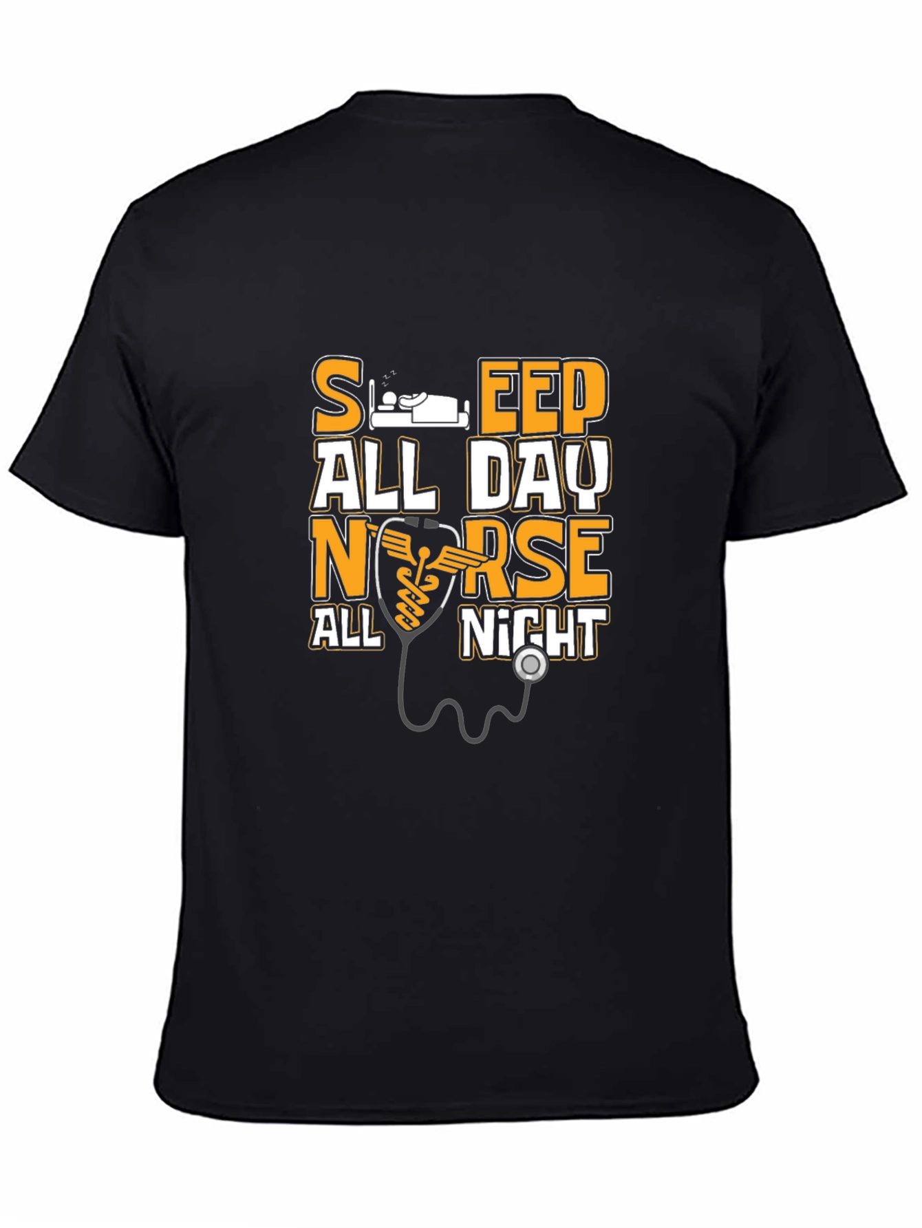 Black Sleep All Day Nurse All Night T-Shirt view 4