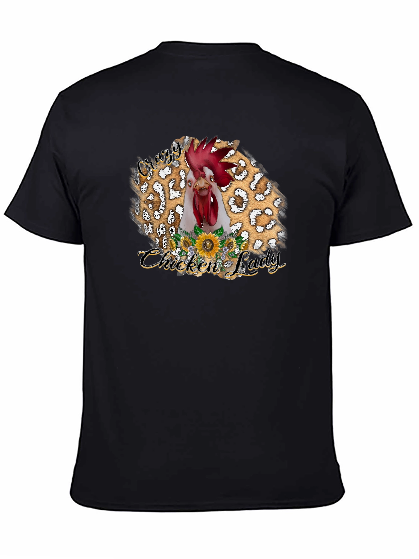 Black Crazy Chicken Lady T-Shirt view 4