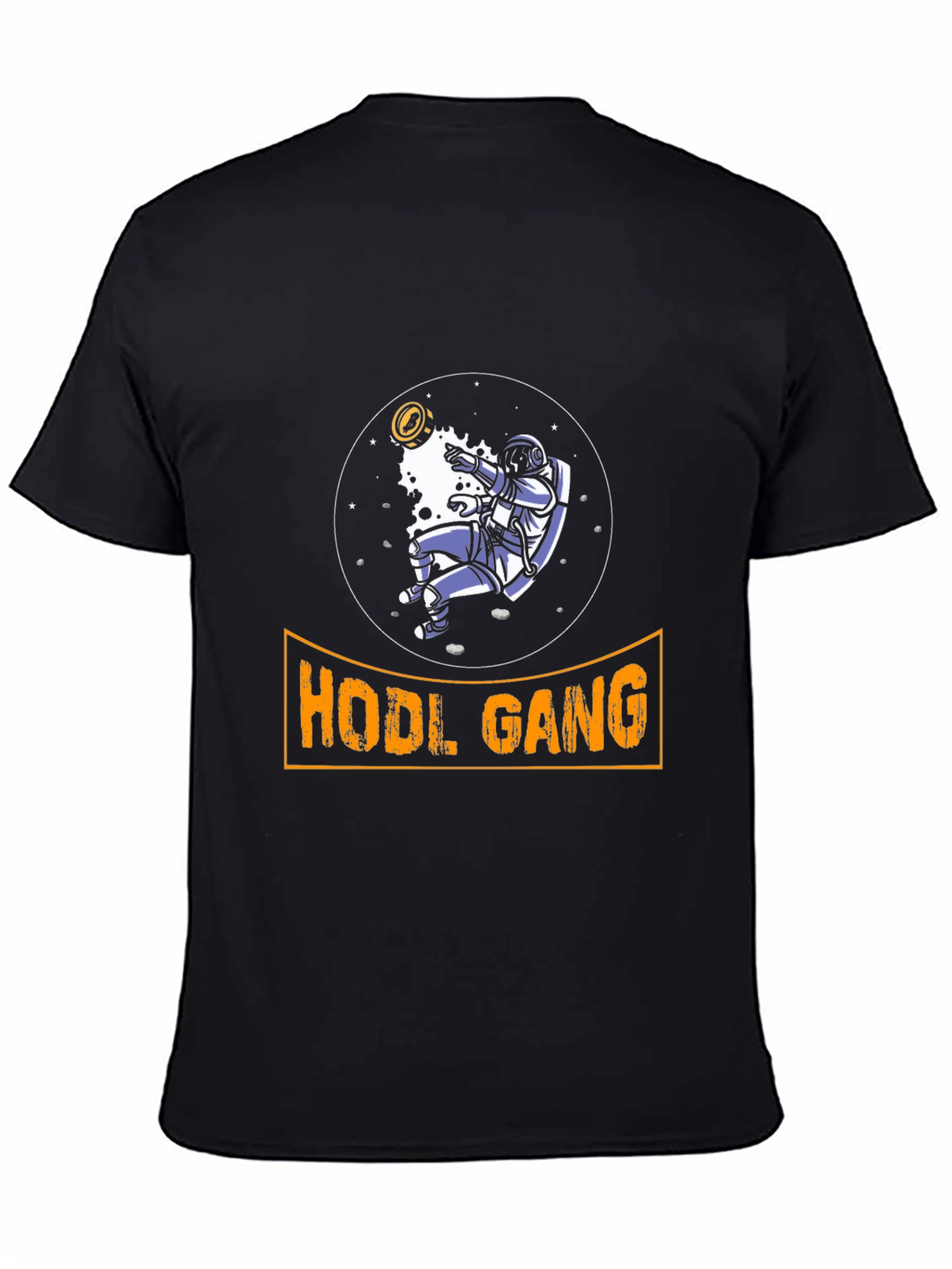 Black HODL Gang Crypto Astronaut T-Shirt view 4